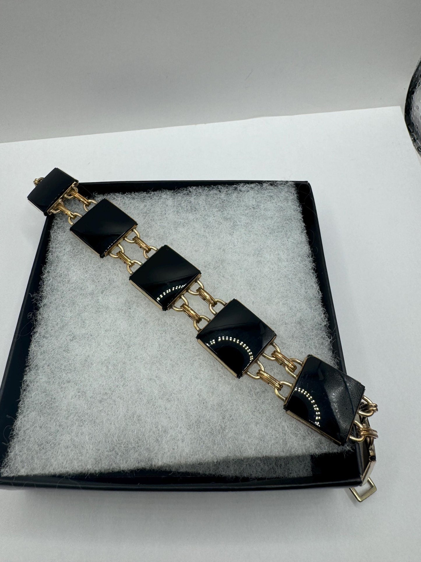 Vintage black Onyx Bracelet Gold filled