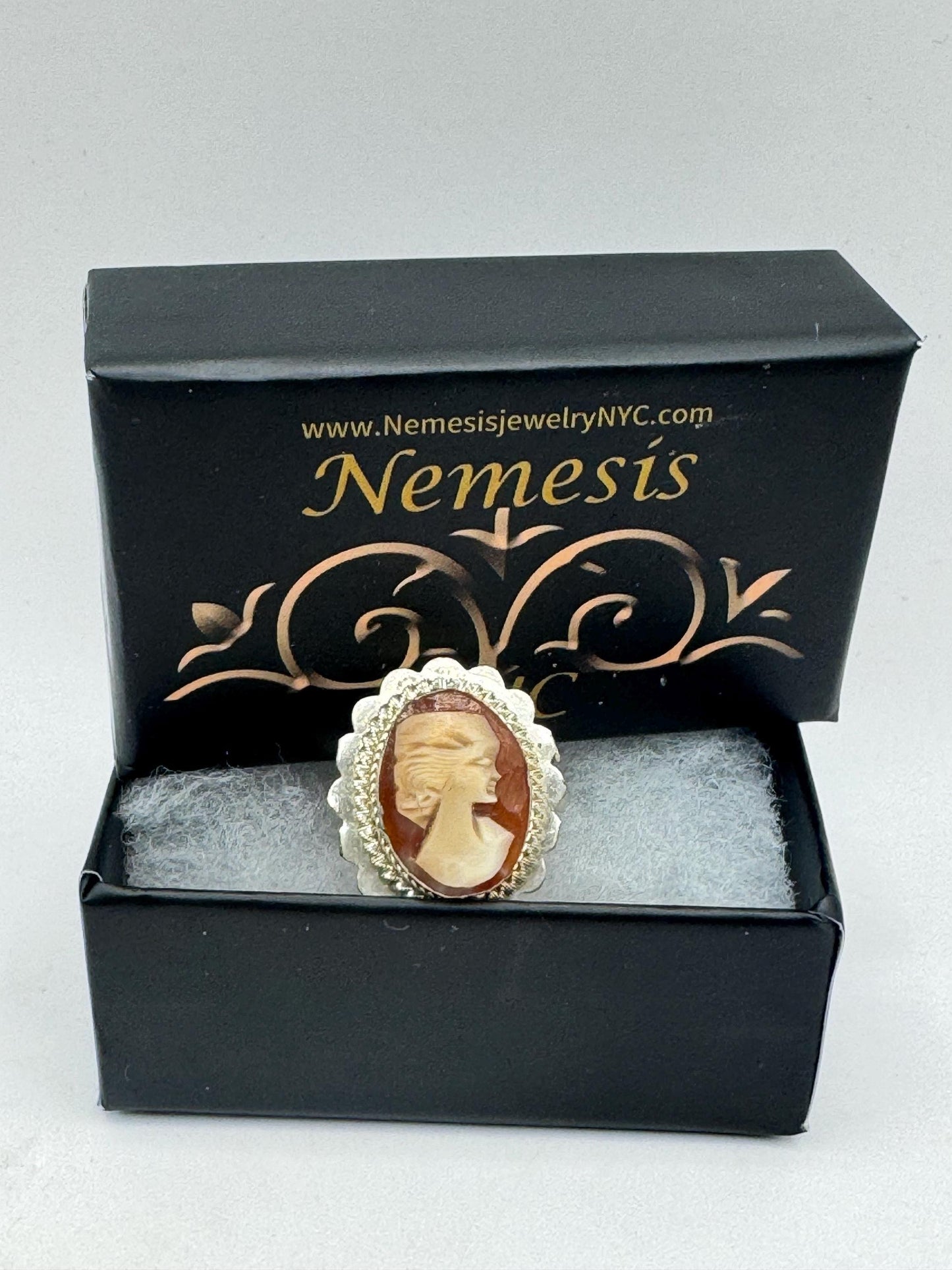 Vintage Cameo 925 Sterling Silver Cocktail Ring
