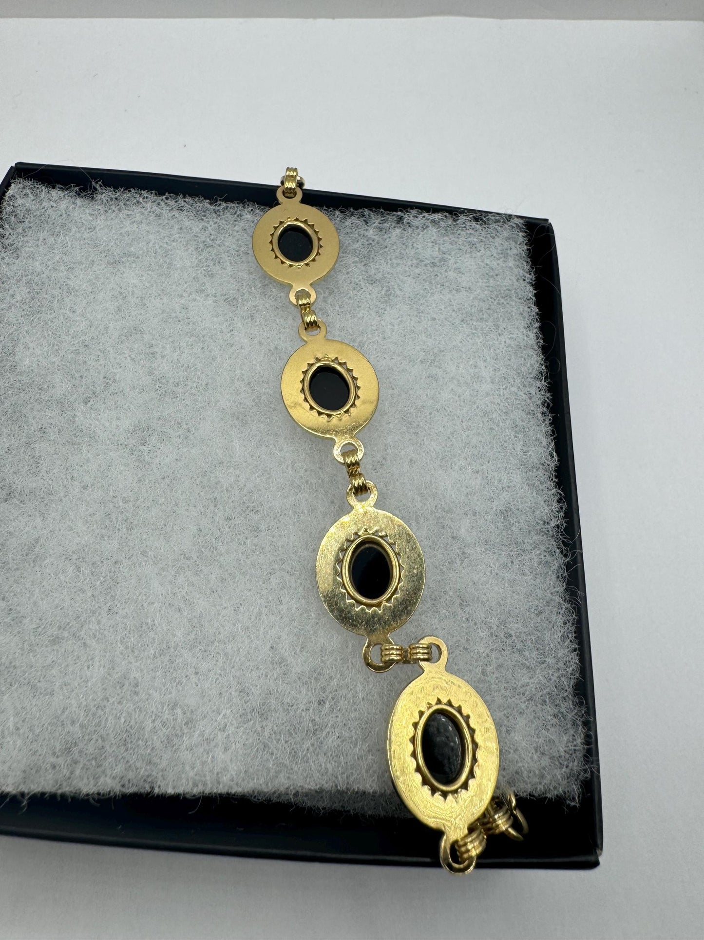 Vintage black Onyx Bracelet Gold filled
