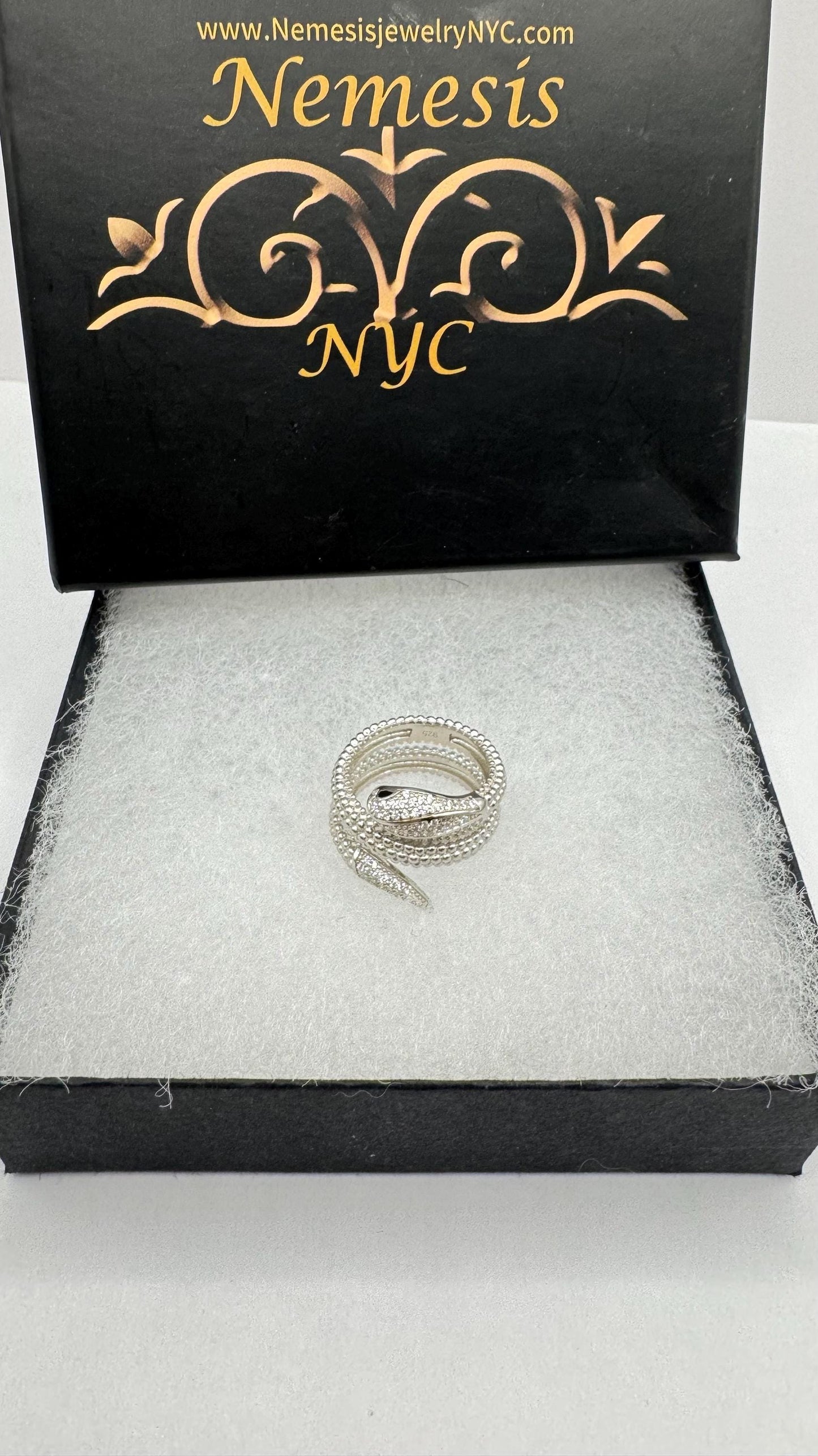 Vintage Snake Ring Gothic 925 Sterling Silver Adjustable