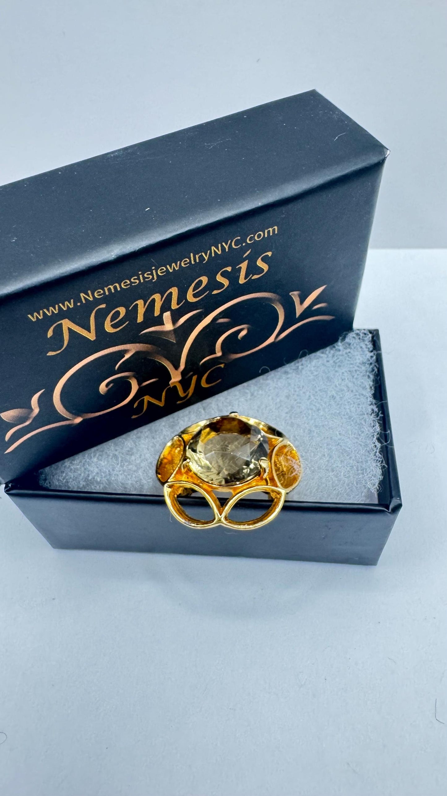 Vintage Smoky Topaz Ring Gold Filled adjustable size
