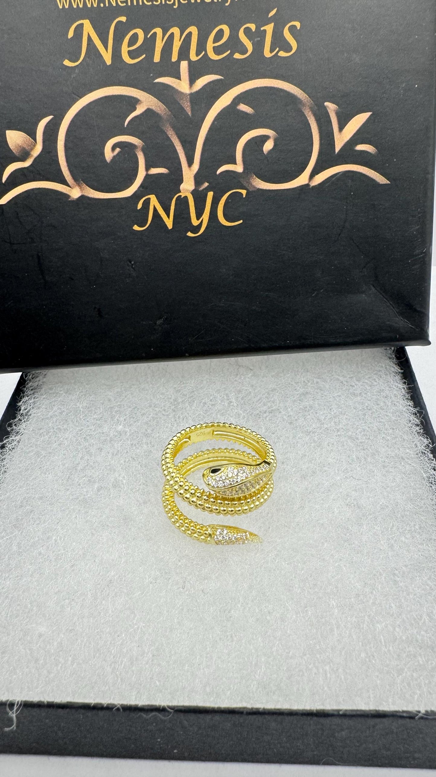 Vintage Snake Ring Gothic 925 Sterling Silver Adjustable