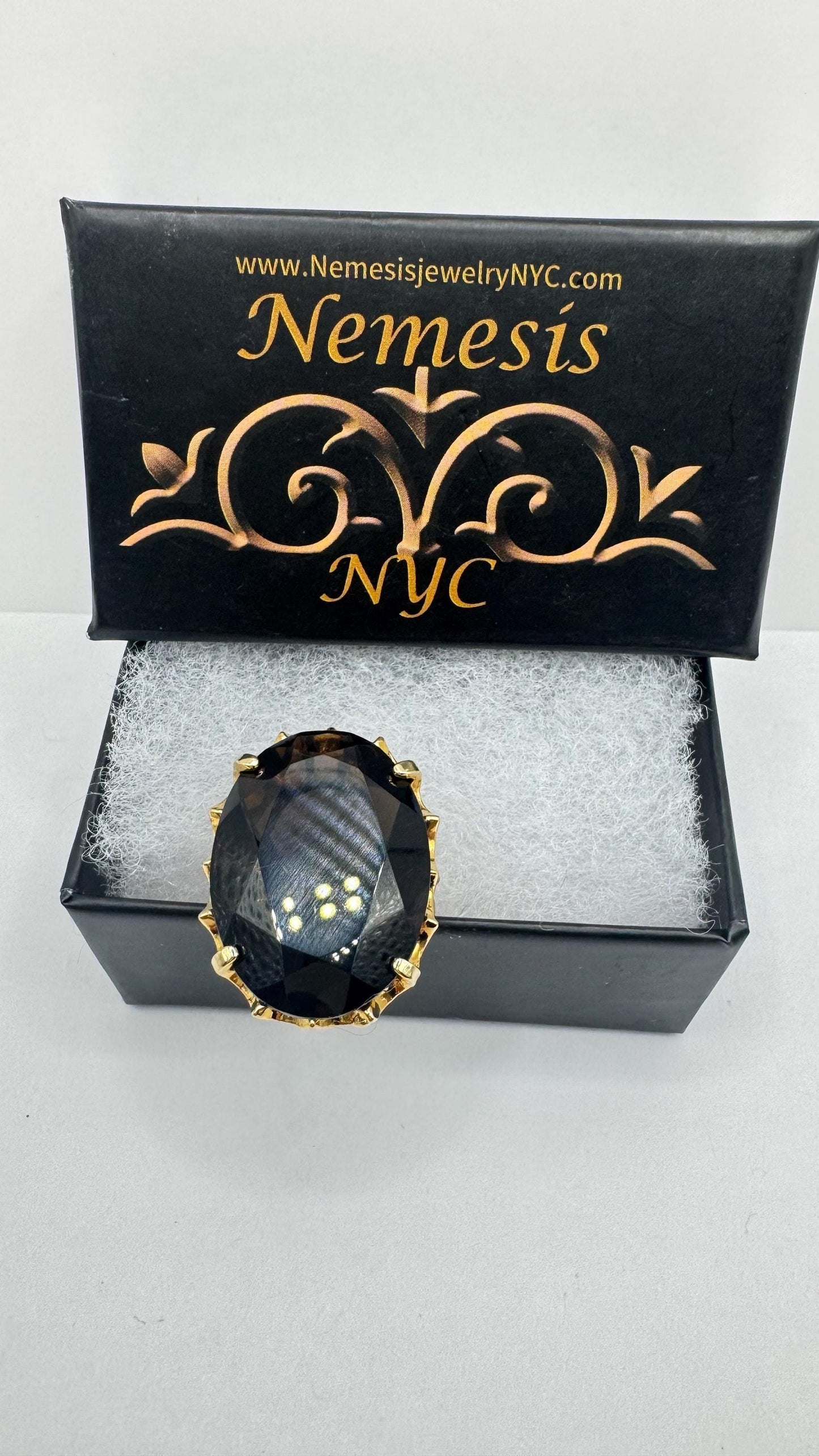 Vintage Smoky Topaz Ring Gold Filled adjustable size