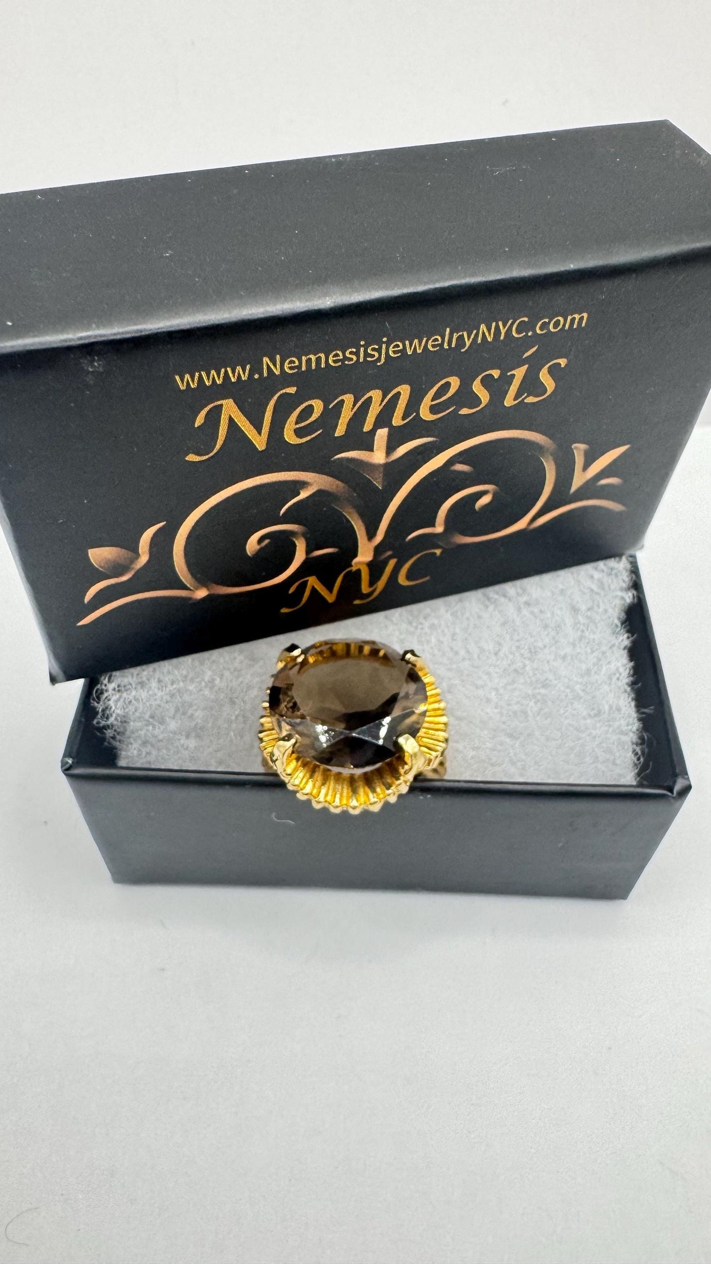 Vintage Smoky Topaz Ring Gold Filled adjustable size