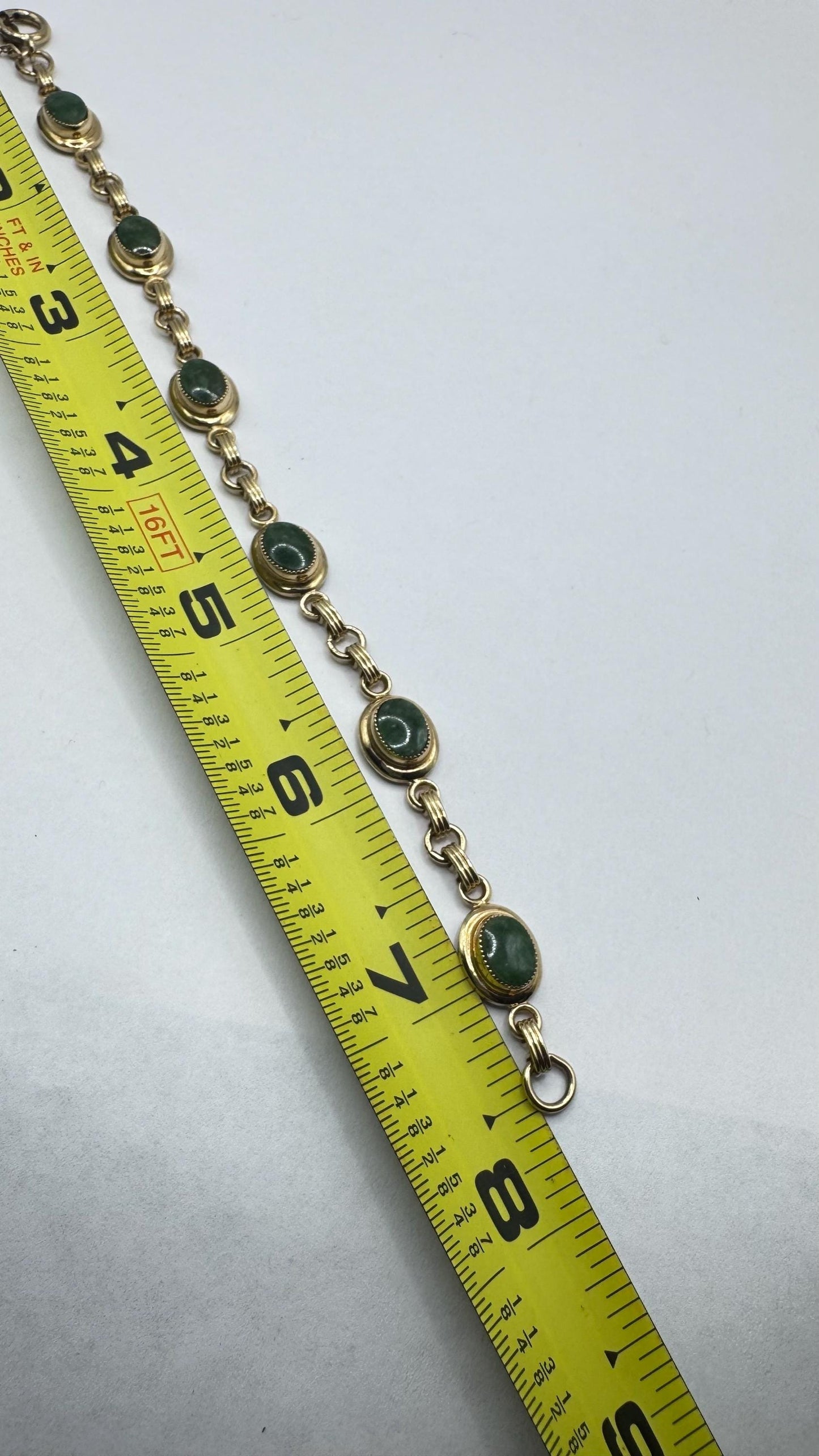 Vintage Green Jade Bracelet Gold filled