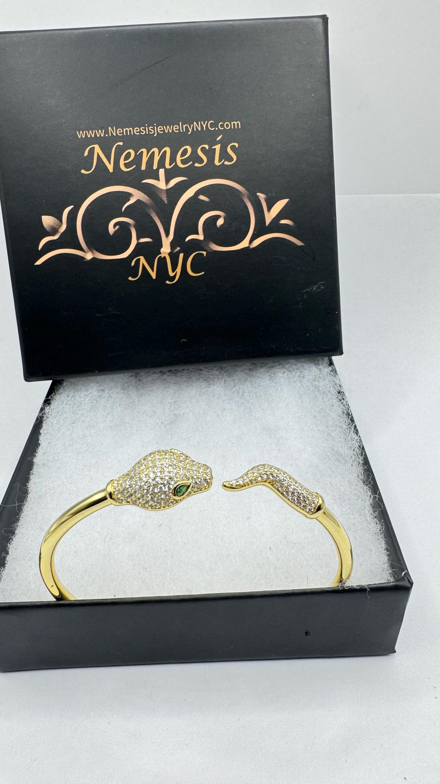 Vintage Snake Bangle Bracelet Gold 925 Sterling Silver Crystal Pave