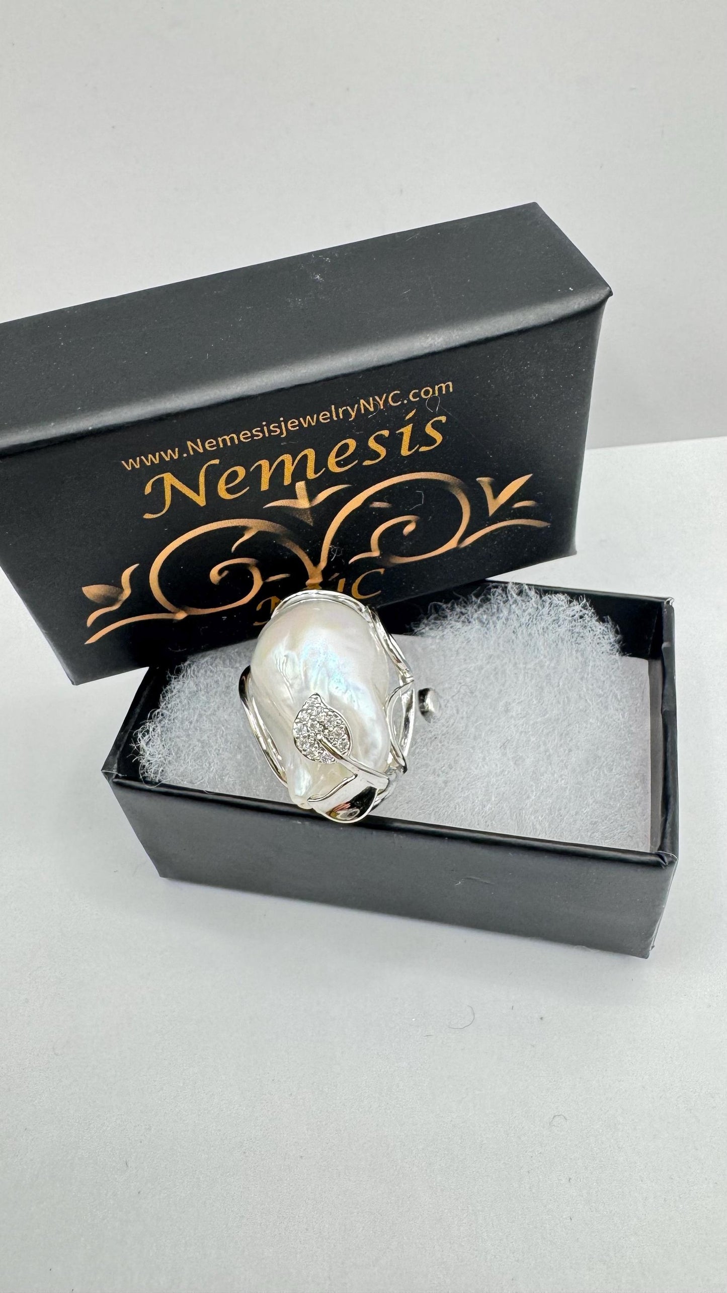 Vintage Biwa Pearl Ring 925 Sterling Silver Cocktail Statement Adjustable