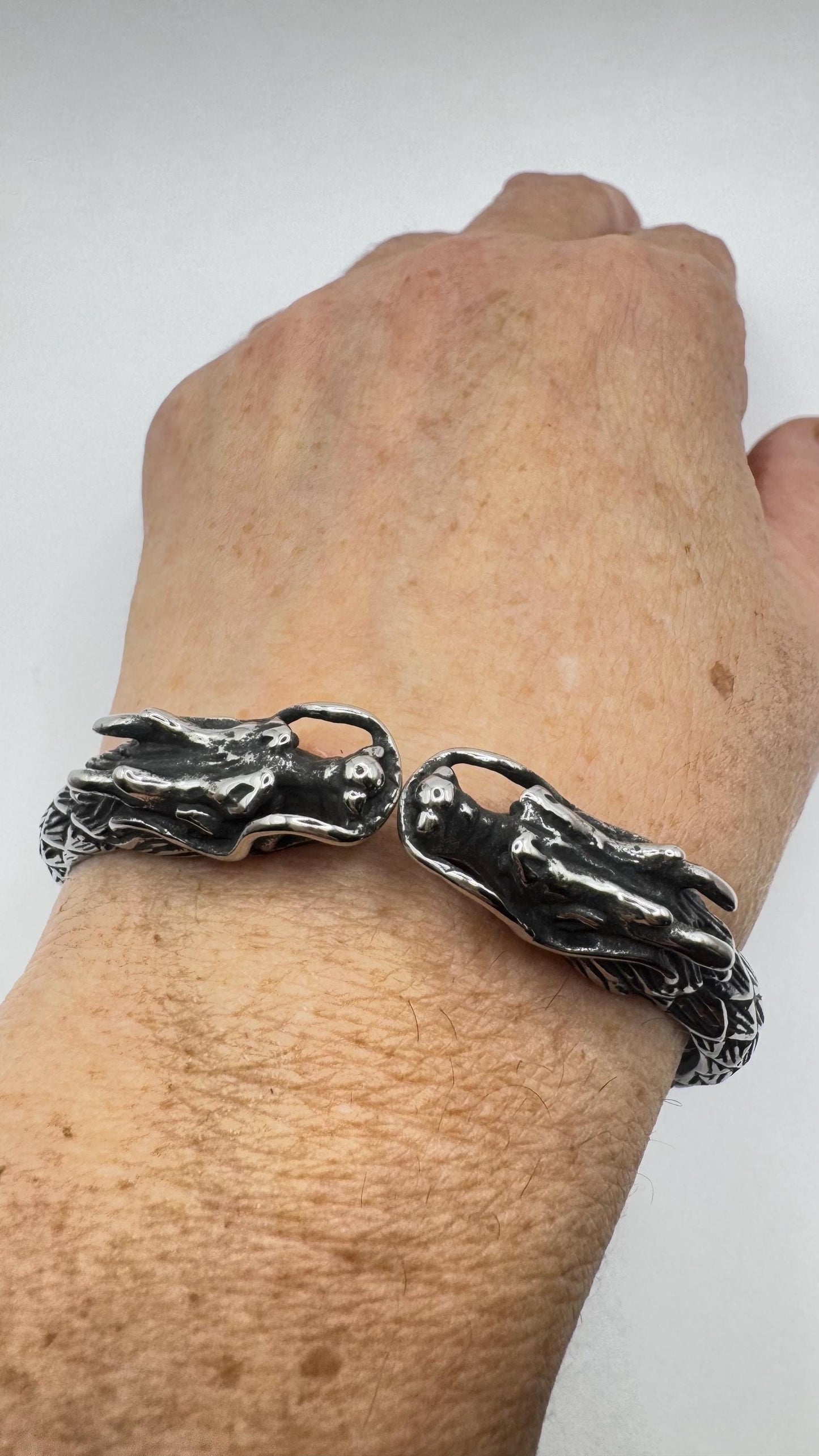 Vintage Snake Bangle Bracelet in Silver Stainless Steel