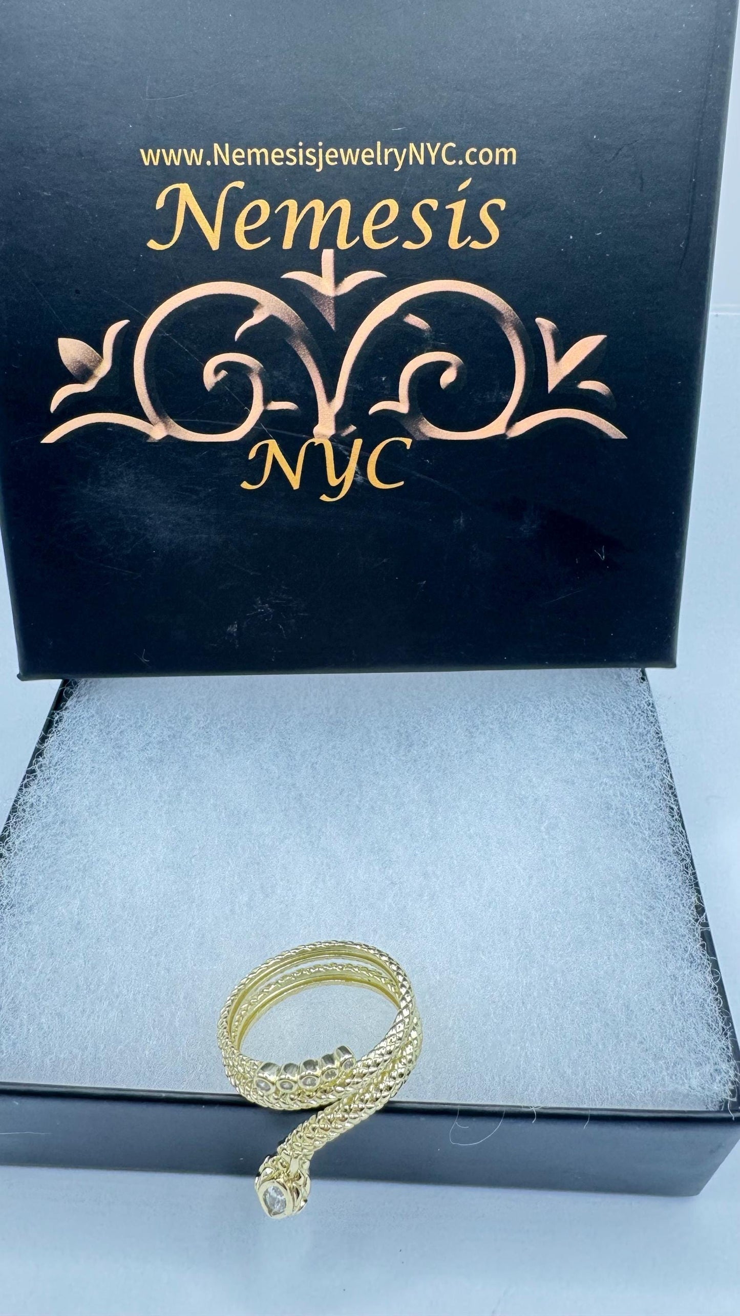 Vintage Snake Ring Golden Sterling Silver Adjustable