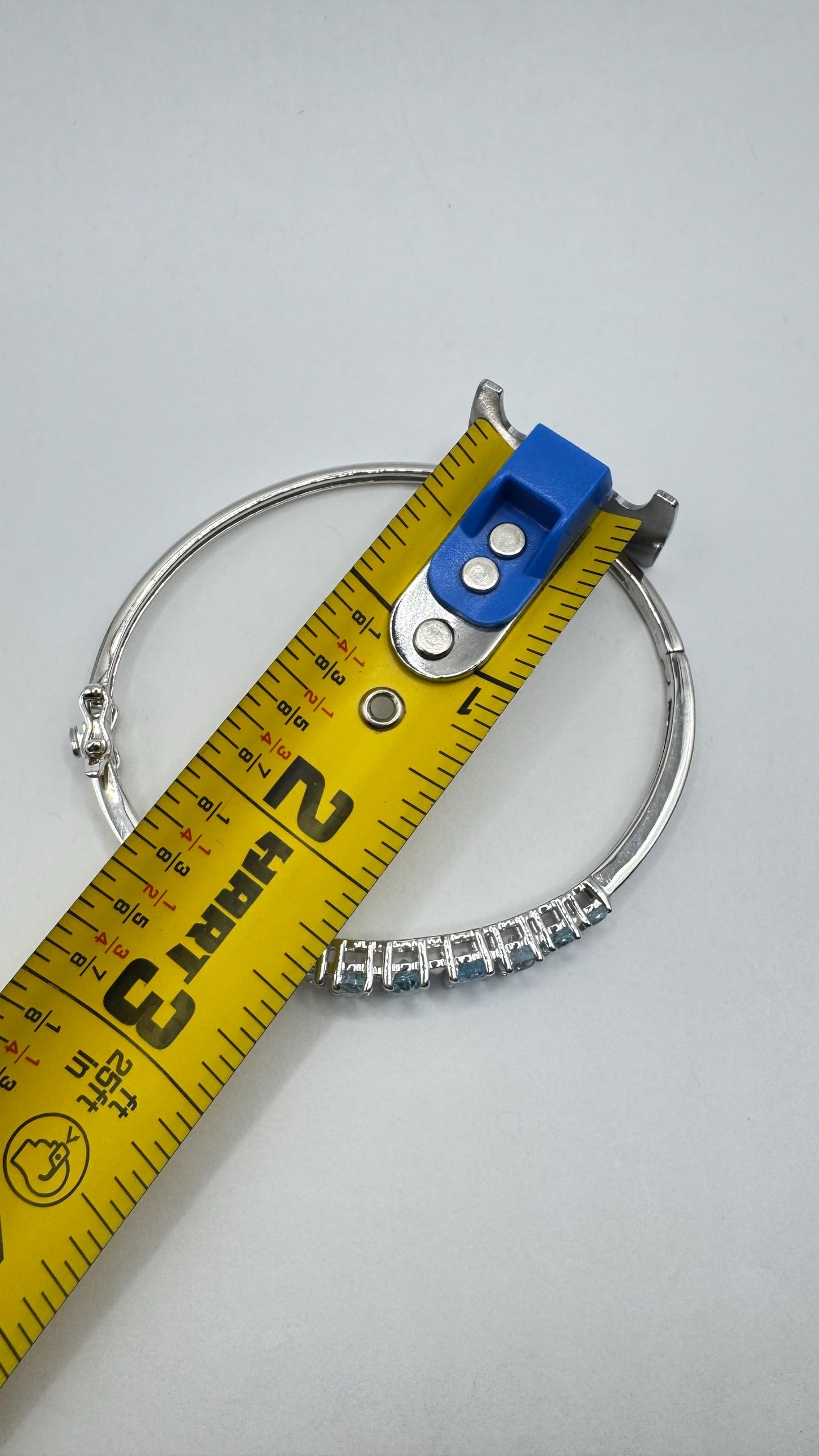 Handmade Genuine Blue Topaz 925 Sterling Silver Bangle Bracelet