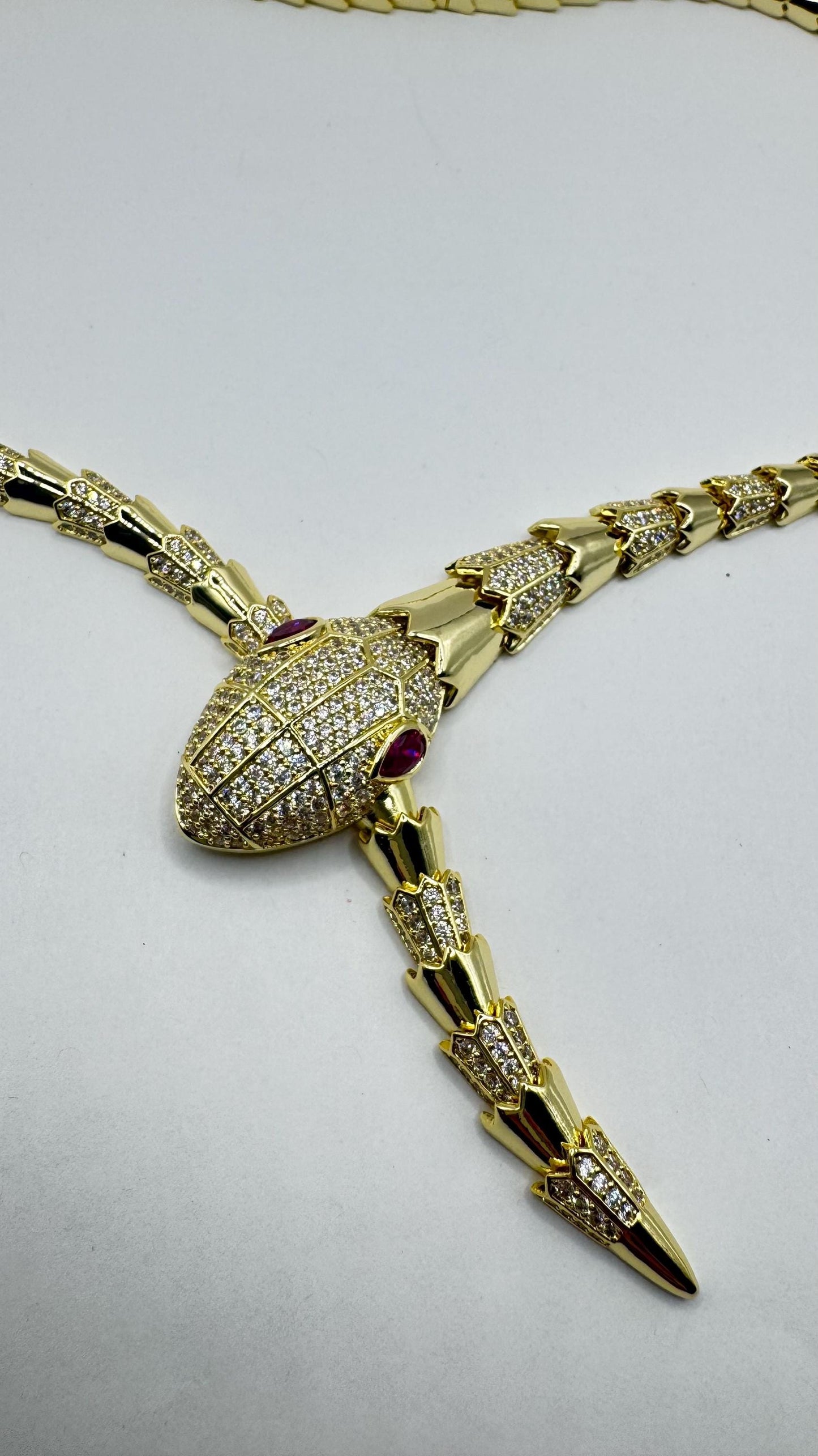 Vintage Golden Bronze Snake Choker Necklace