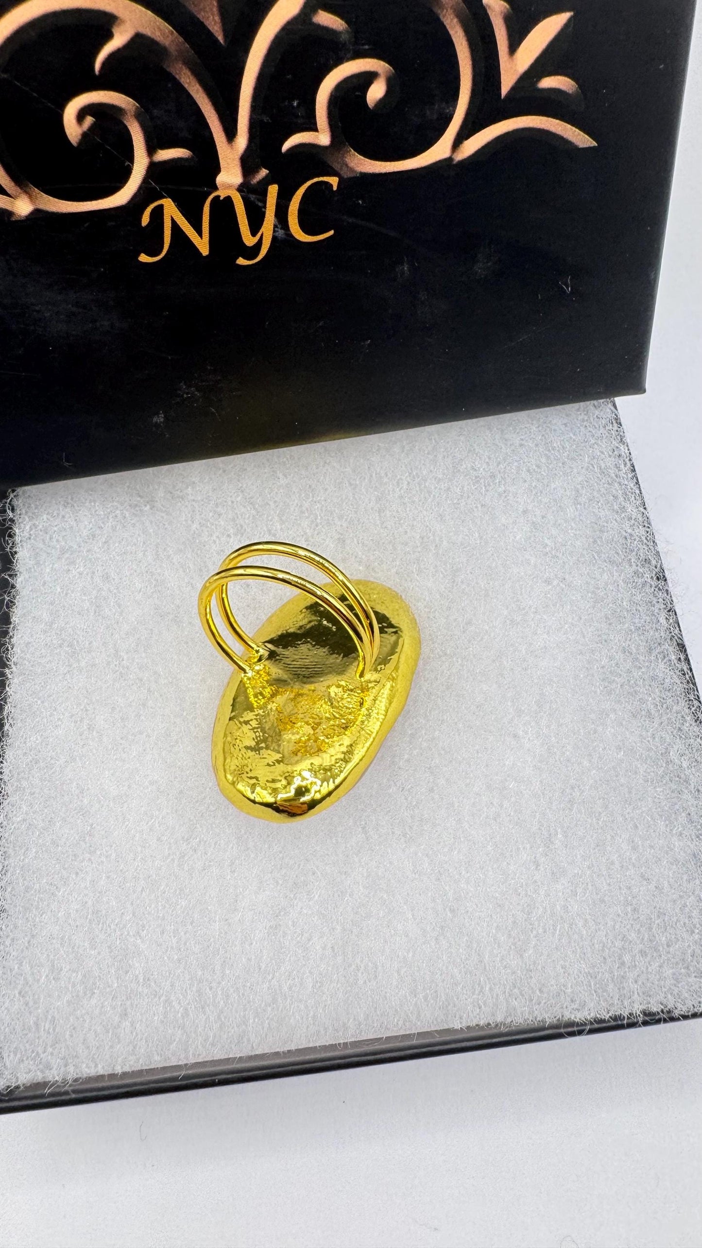 Vintage Biwa Pearl Ring Golden 925 Sterling Silver Cocktail Statement Adjustable