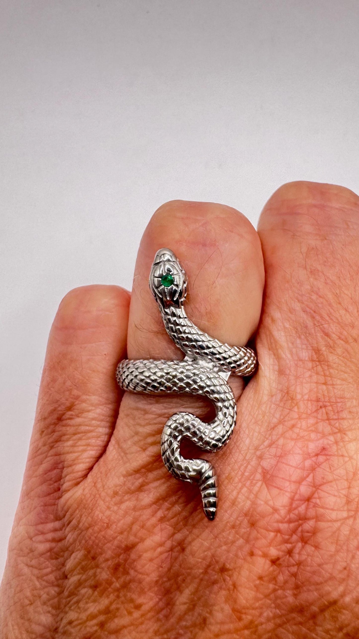 Vintage Gothic 18k White Gold Finish Stainless Steel Snake Ring