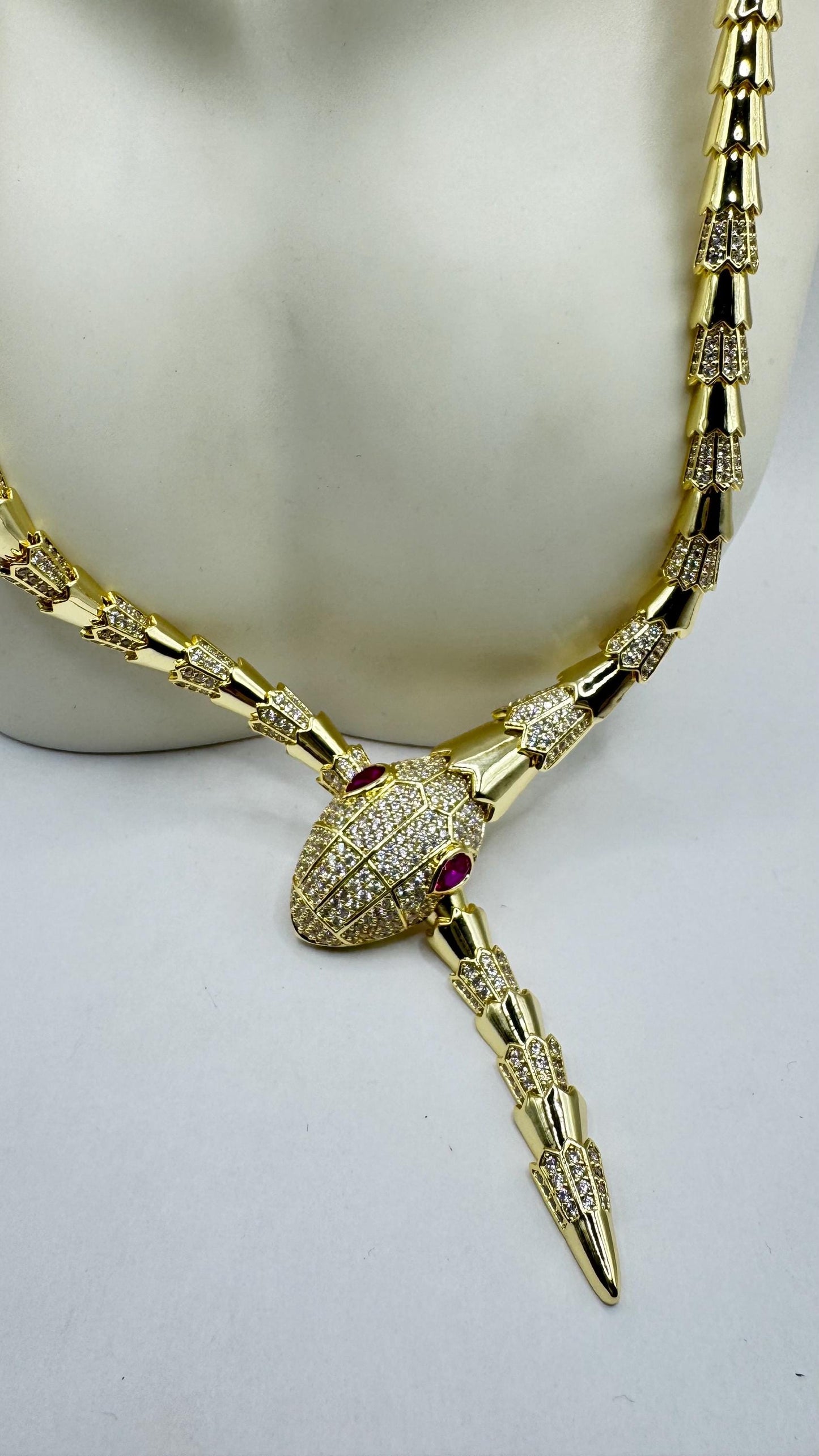 Vintage Golden Bronze Snake Choker Necklace