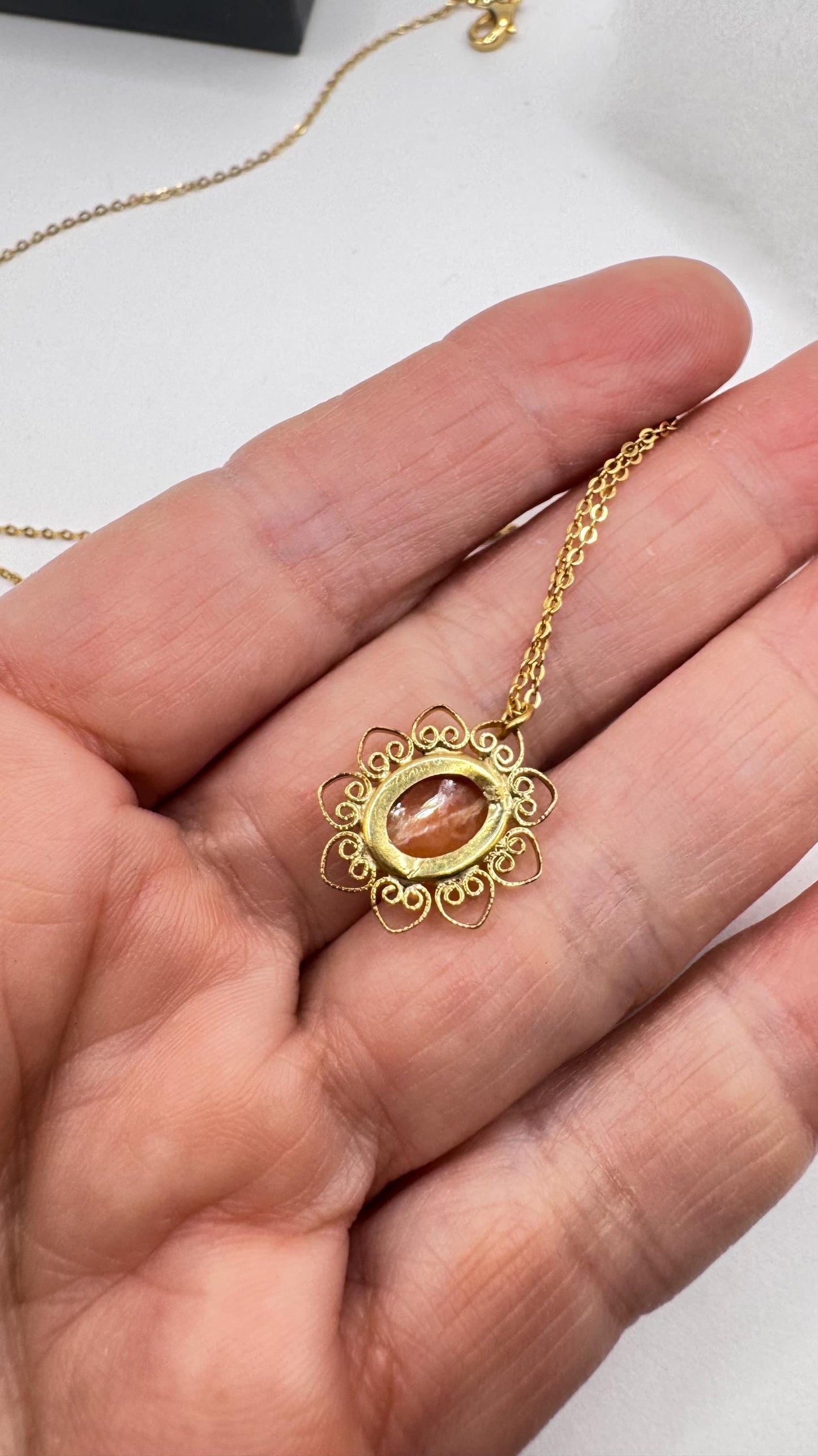 Vintage Shell Cameo Gold Filled Necklace Choker