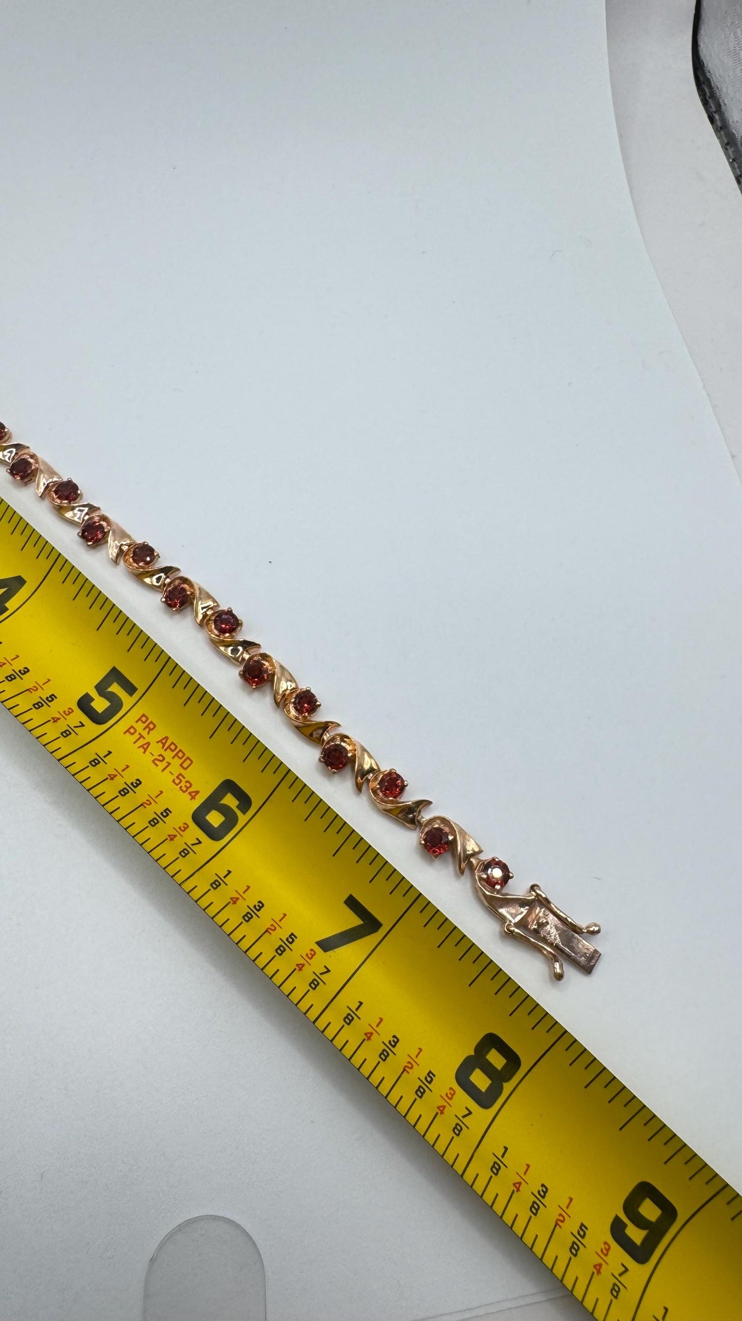 Vintage Bohemian Red Garnet Bracelet Rose Gold 925 Sterling Silver