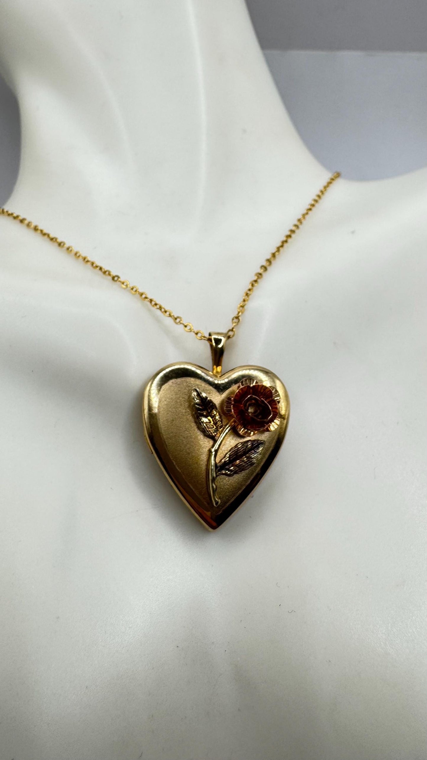Vintage Heart Locket Choker Gold Filled Necklace