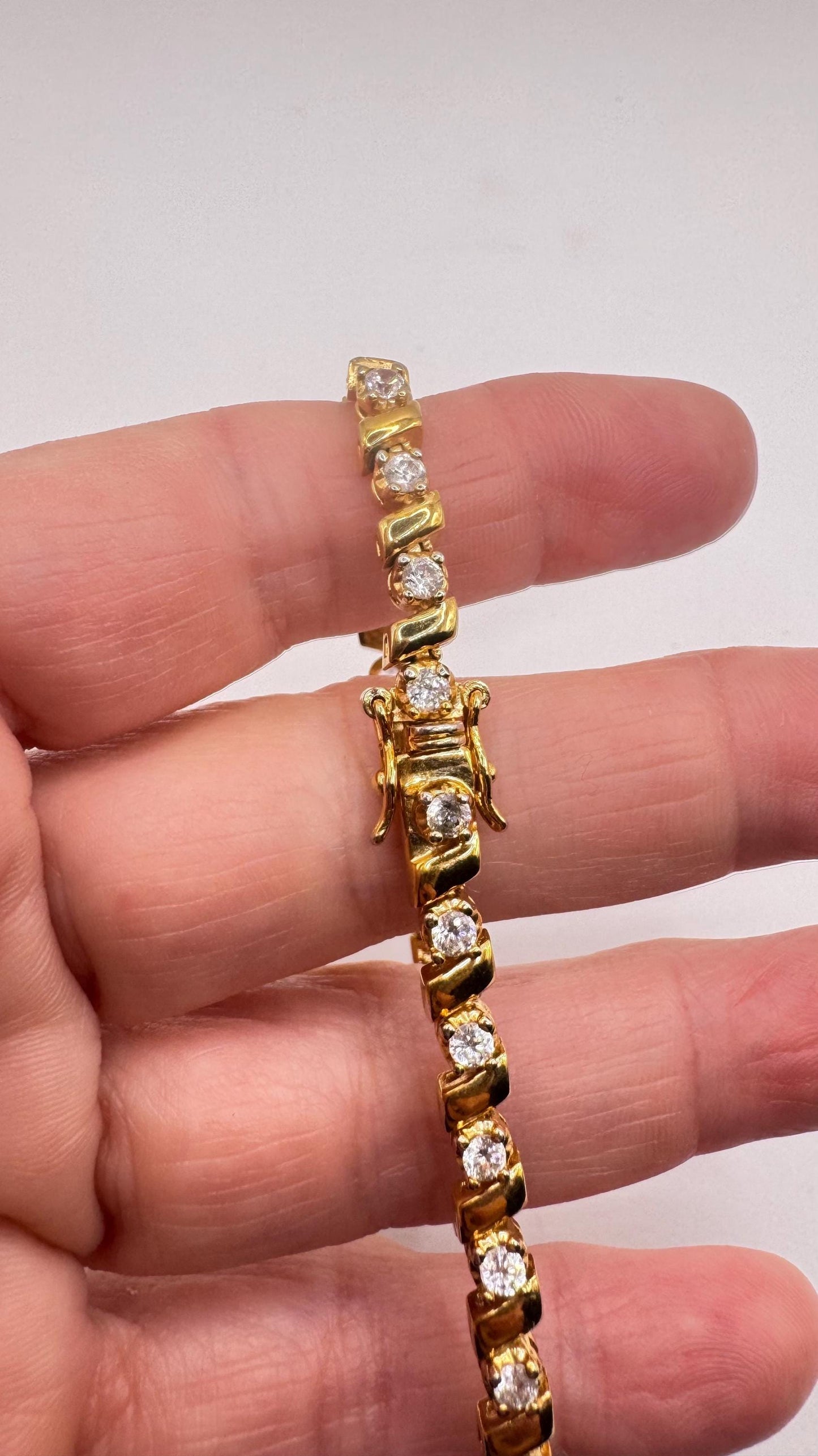 Vintage Cubic Zirconia Bracelet Gold 925 Sterling Silver | simple every day stacking layered bracelet