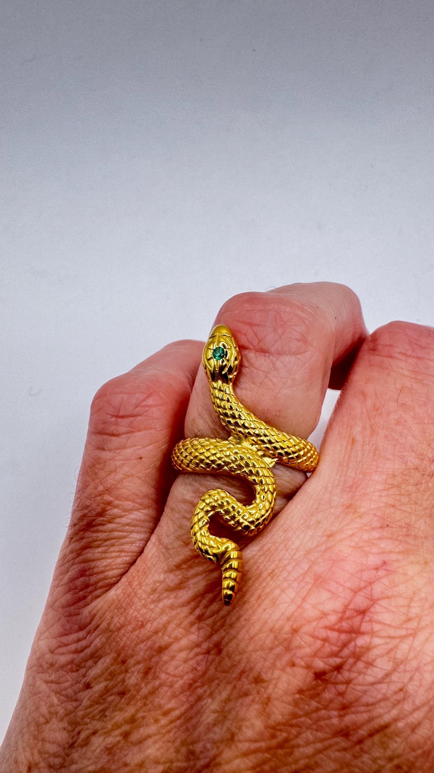 Vintage Gothic 18k Gold Finish Stainless Steel Snake Ring