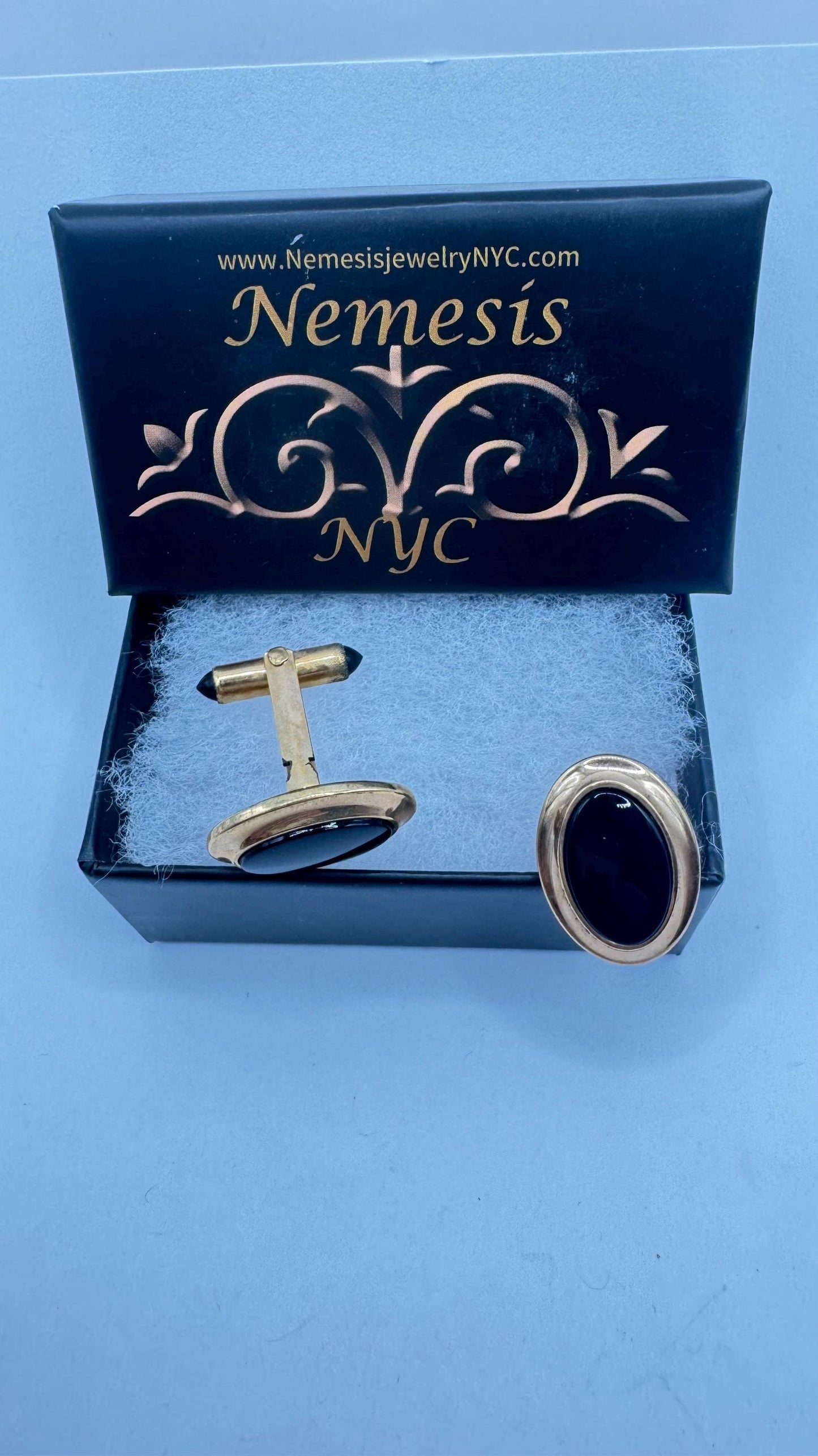 Vintage Black Onyx Gold Filled Cuff Links