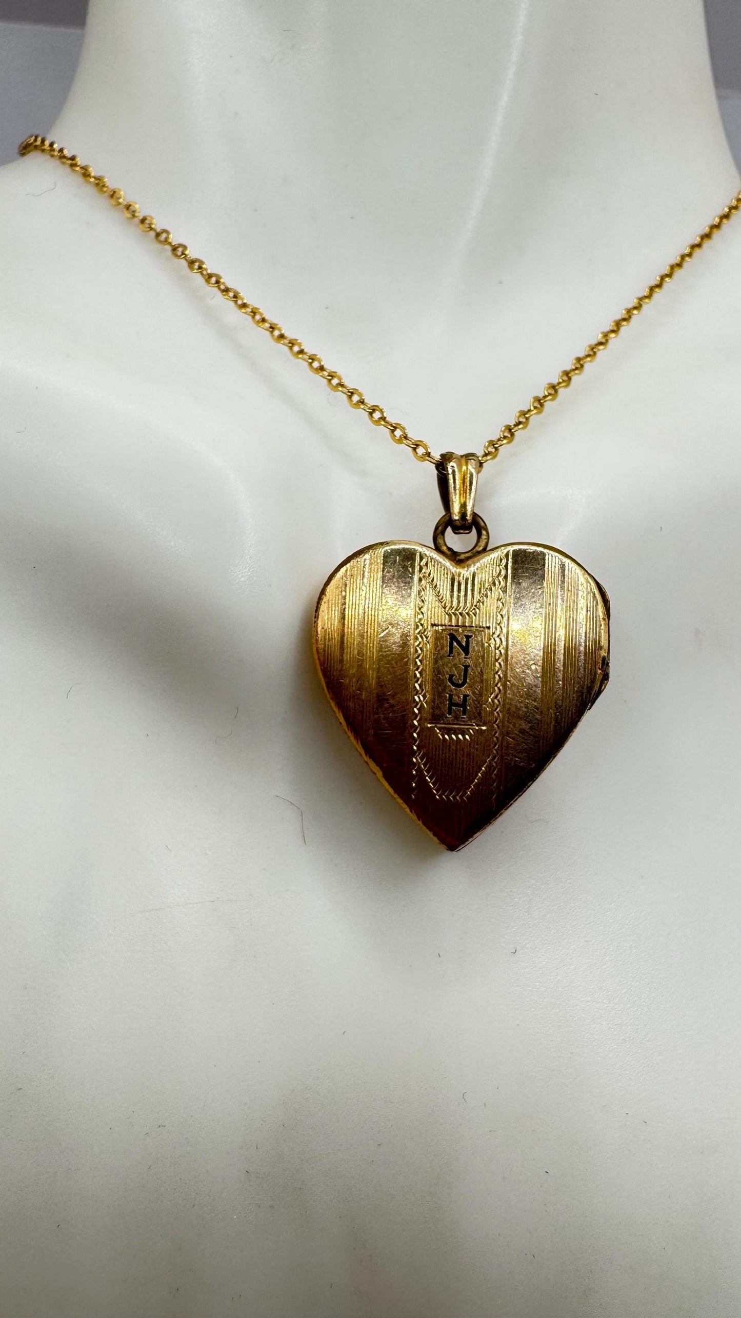 Vintage Heart Locket Choker Gold Filled Necklace