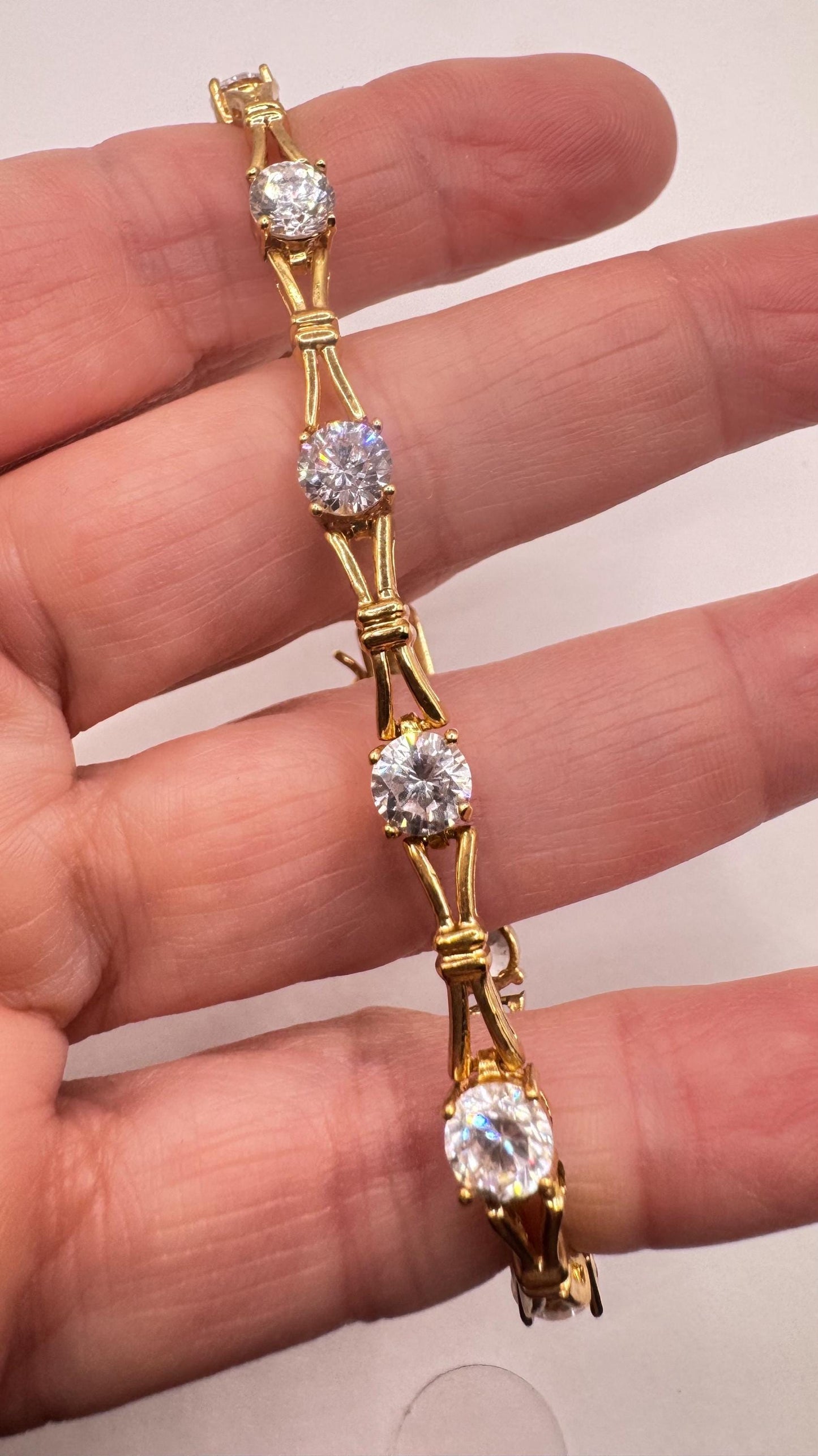 Vintage Cubic Zirconia Bracelet Gold 925 Sterling Silver | simple every day stacking layered bracelet