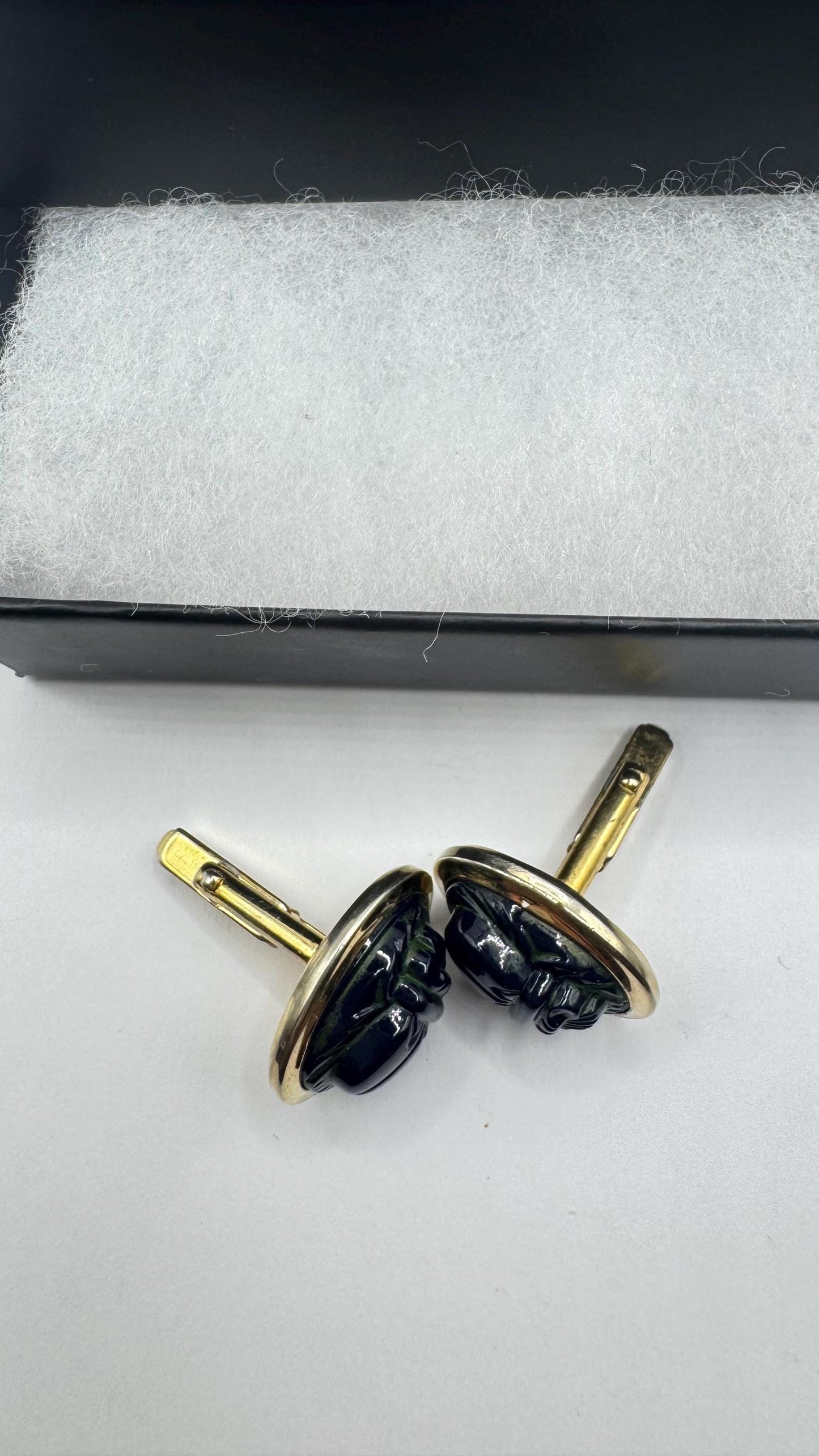Vintage Green Scarab Cuff Links