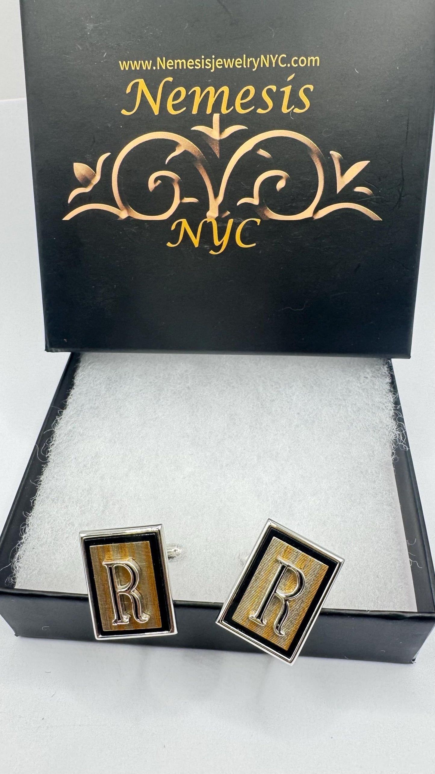Vintage Golden Monogram R Innitial Cuff Links