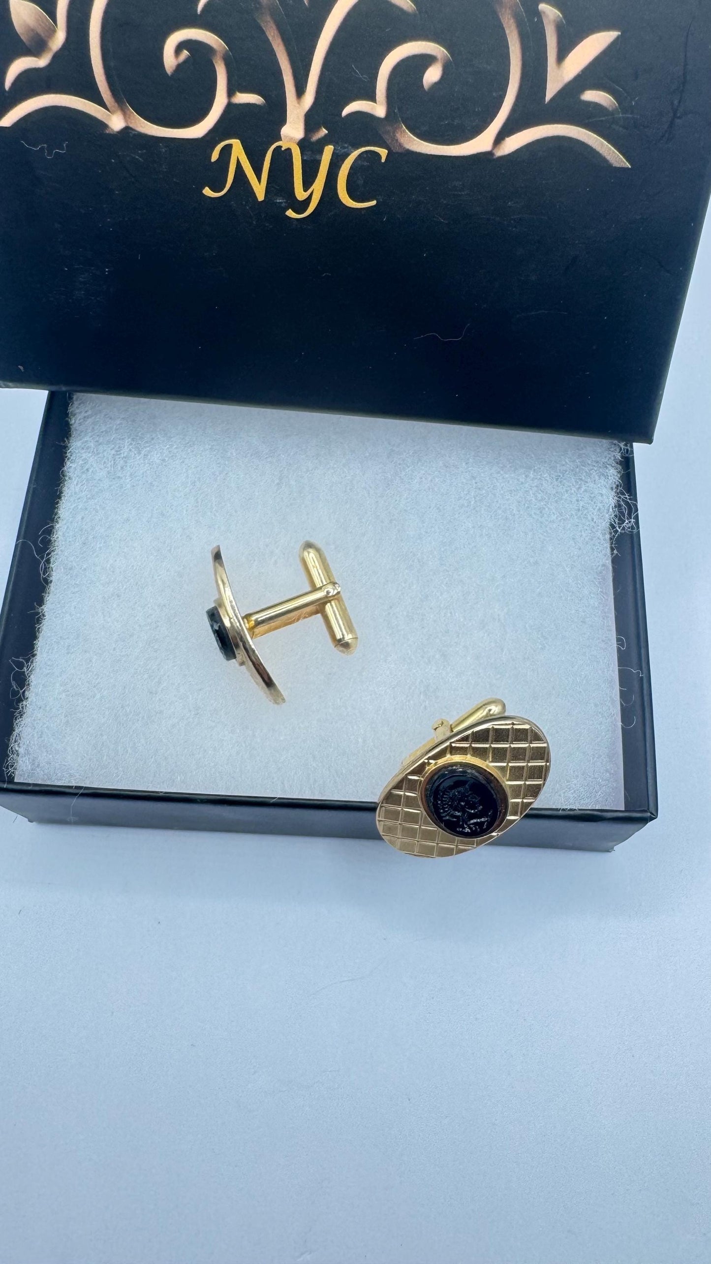 Vintage Golden Cuff Links Hemetite Roman Itaglios