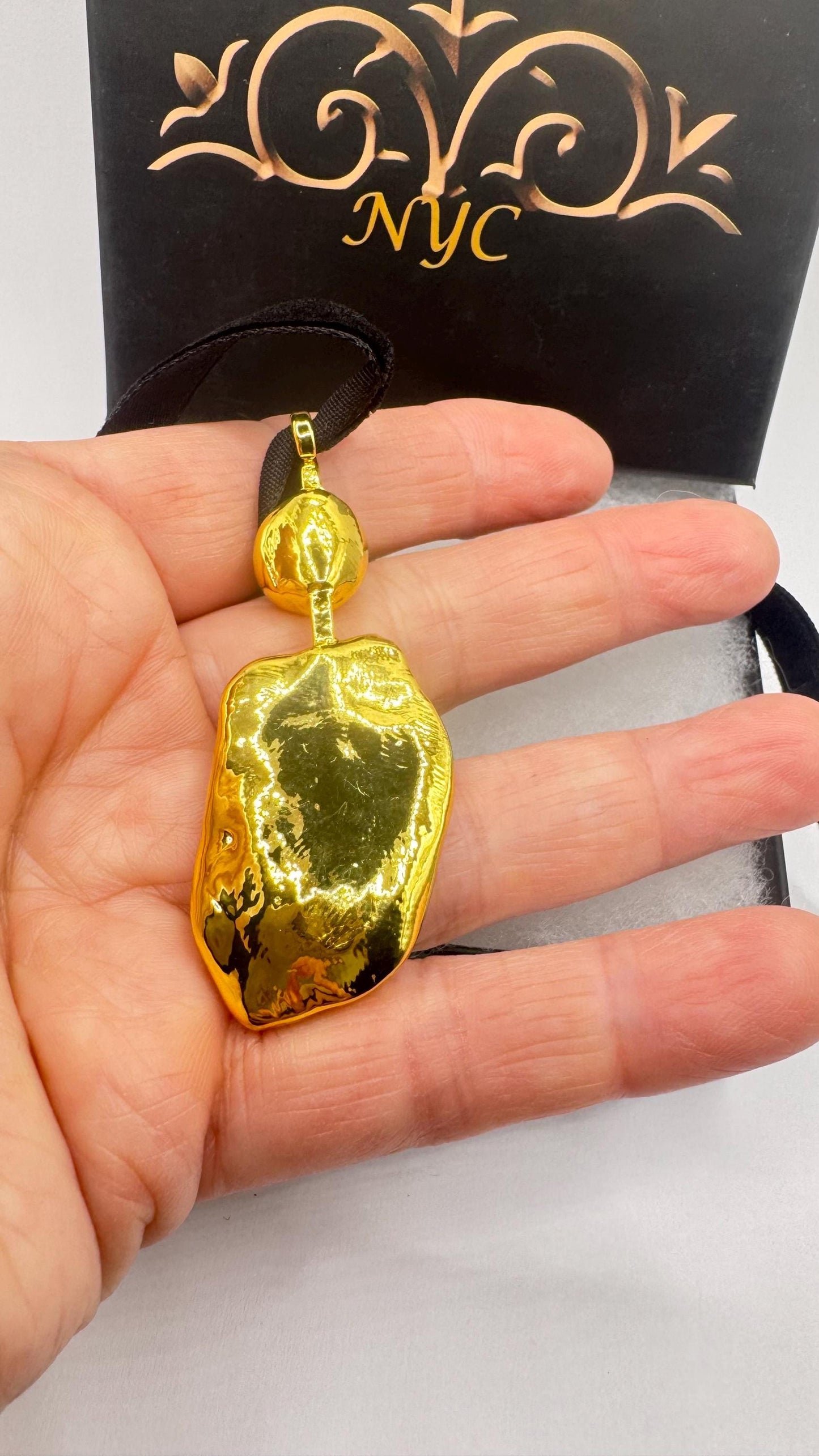 Vintage White Biwa Pearl Gold 925 Sterling Silver Choker Necklace