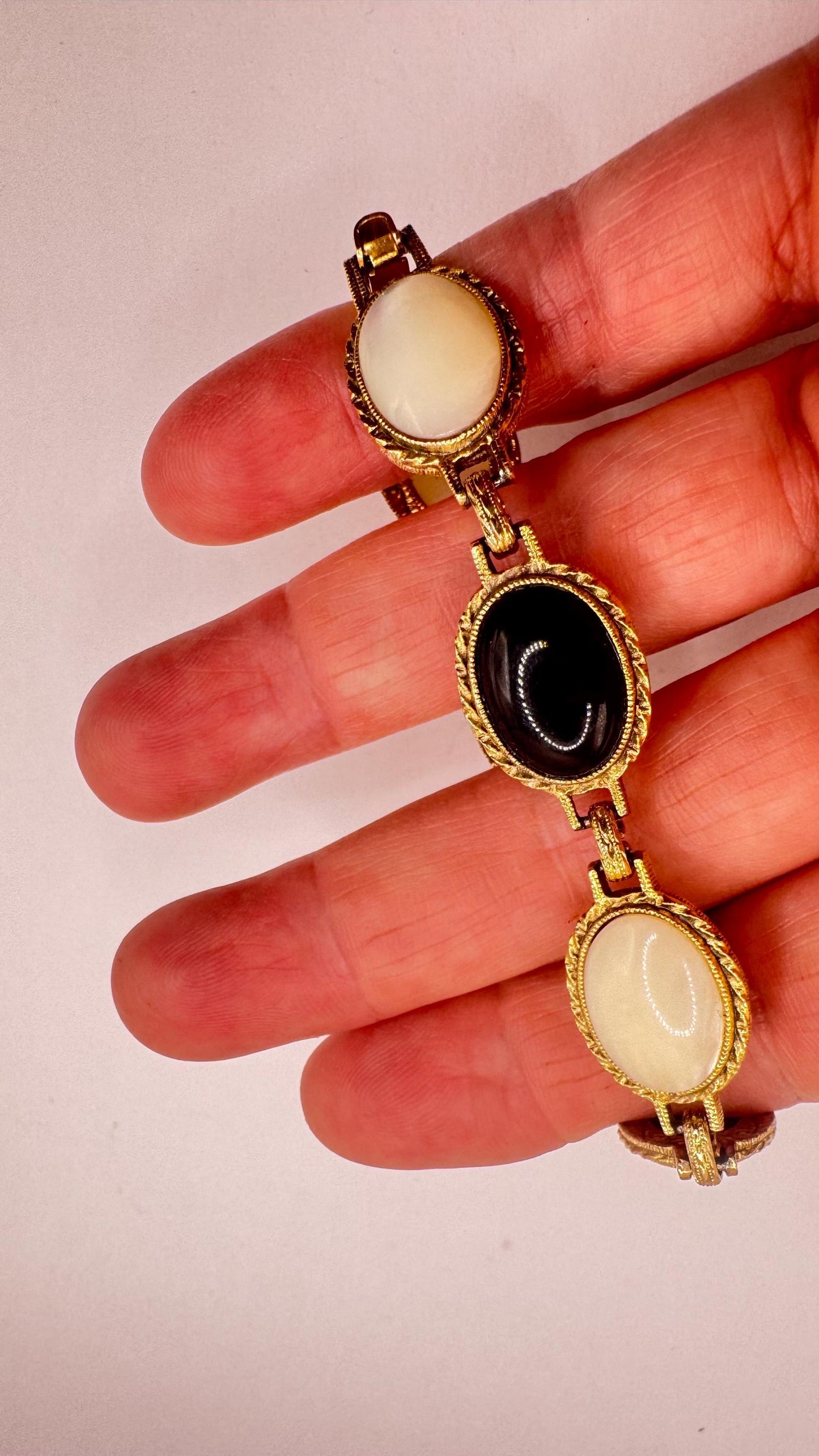 Vintage black Onyx Bracelet Gold filled