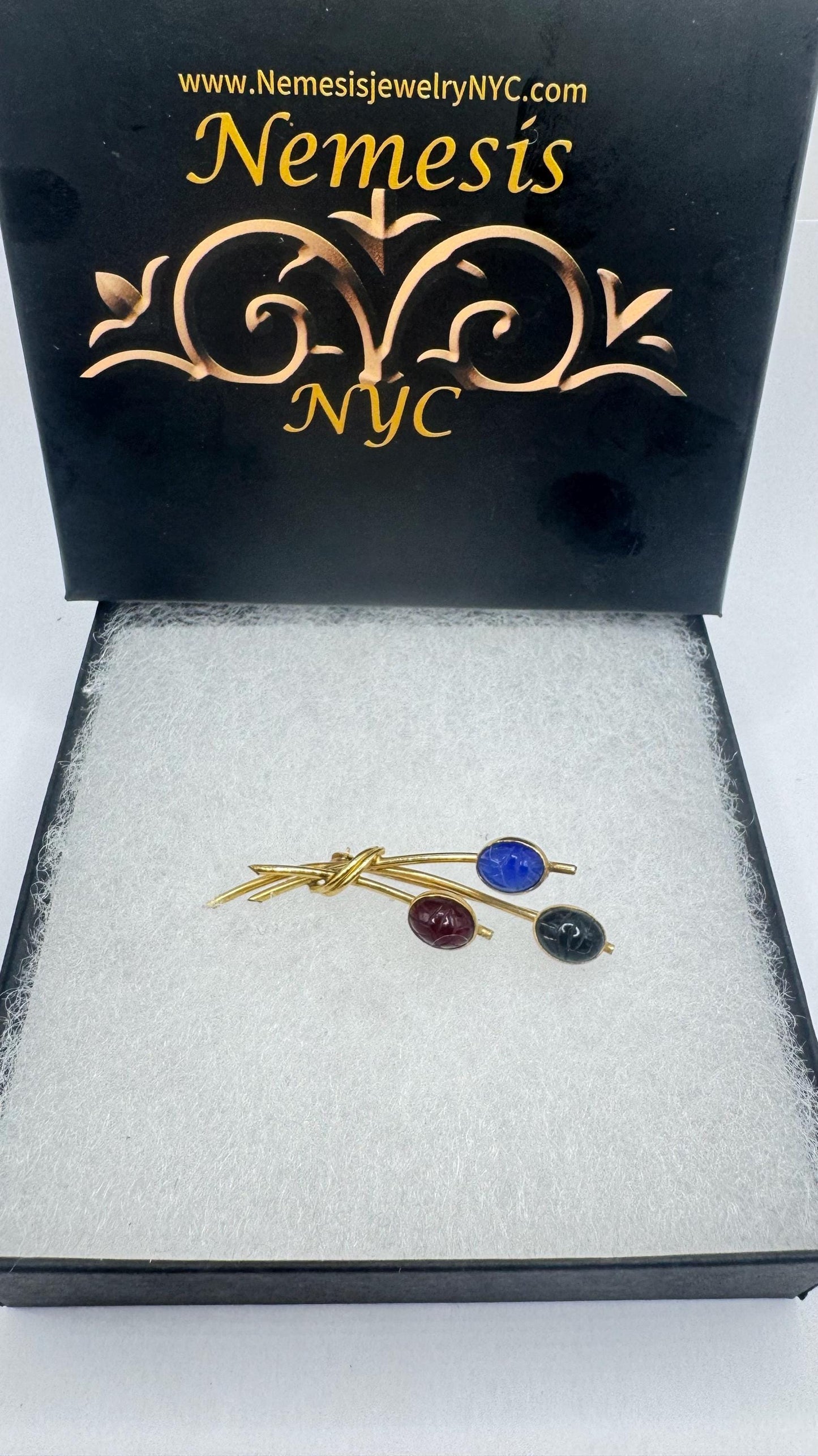 Vintage Scarab Carved Yellow Gold Filled Brooch Pin