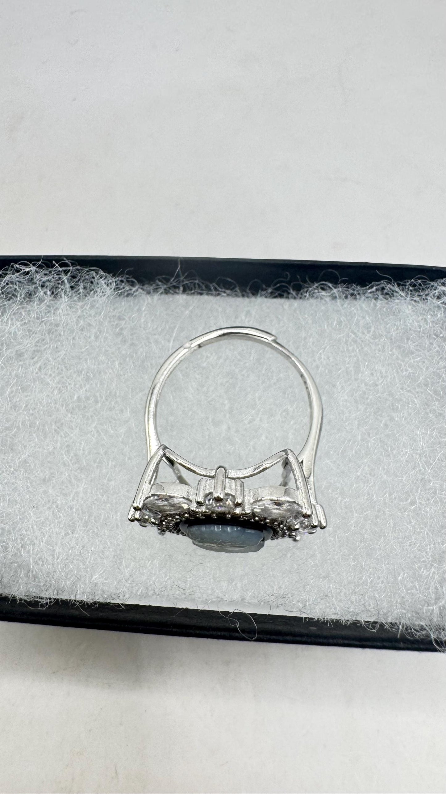 Vintage Black Onyx Rose Cameo Gold 925 Sterling Silver Cocktail Ring