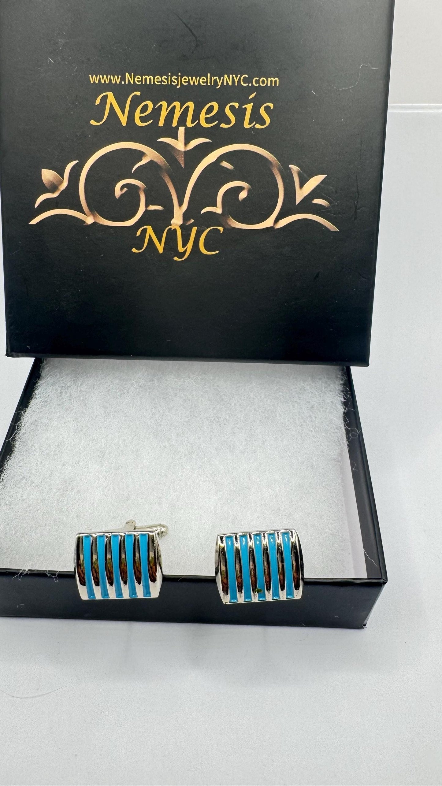 Vintage Blue Enamel Cuff Links