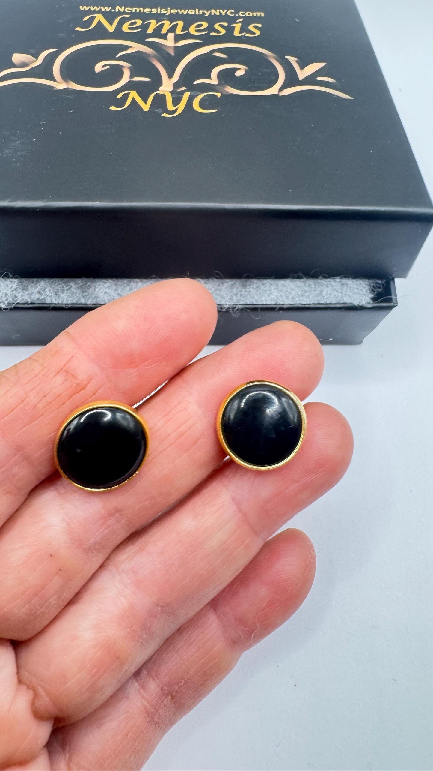 Vintage Black Onyx Gold Filled Cuff Links