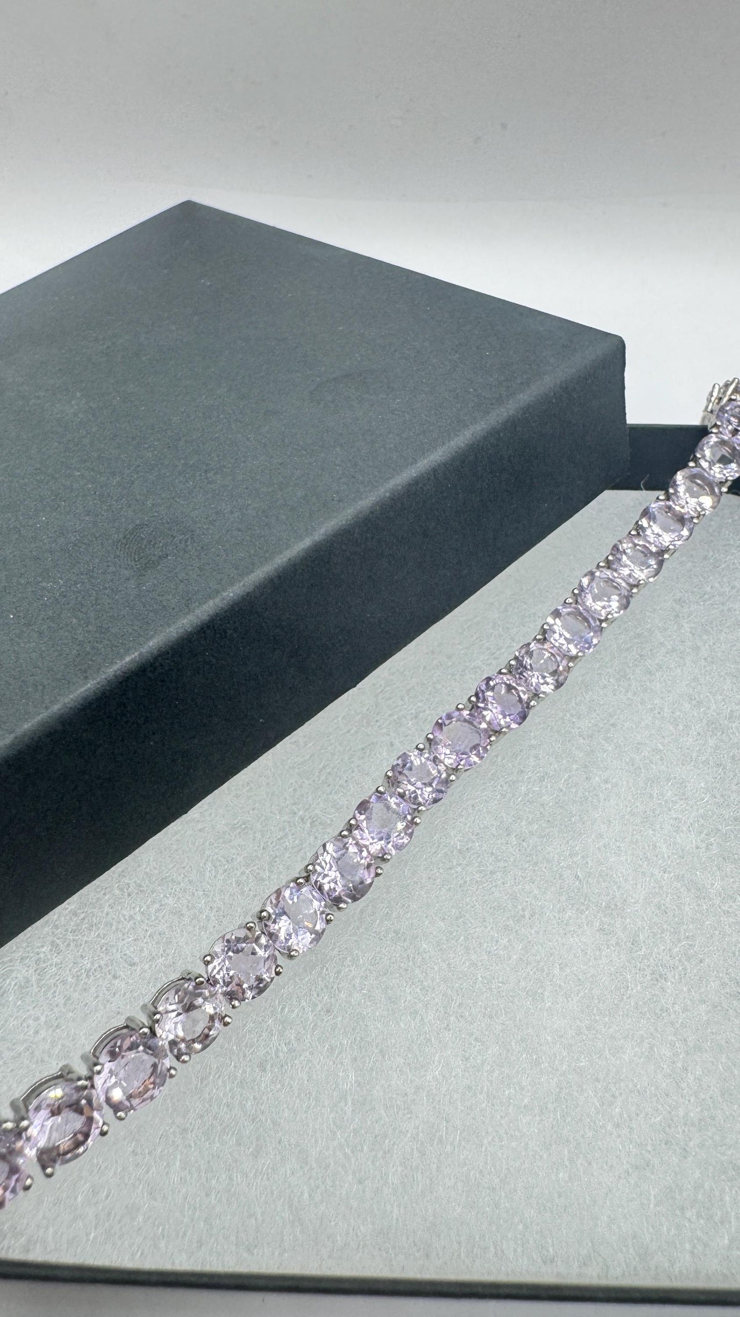 Vintage Purple Amethyst Tennis Bracelet in 925 Sterling Silver