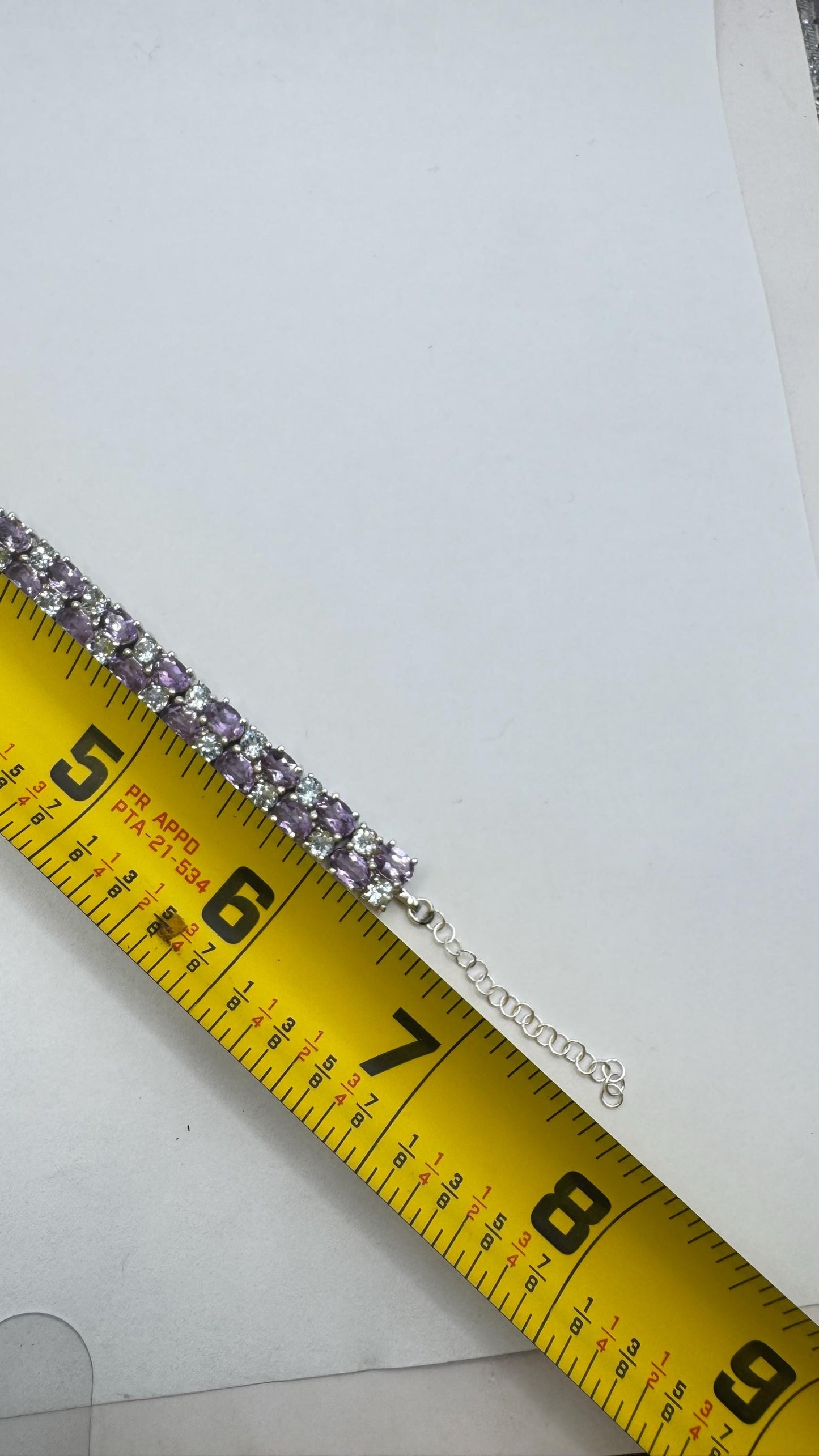 Handmade Genuine Purple Amethyst and Sapphire 925 Sterling Silver Tennis Bracelet