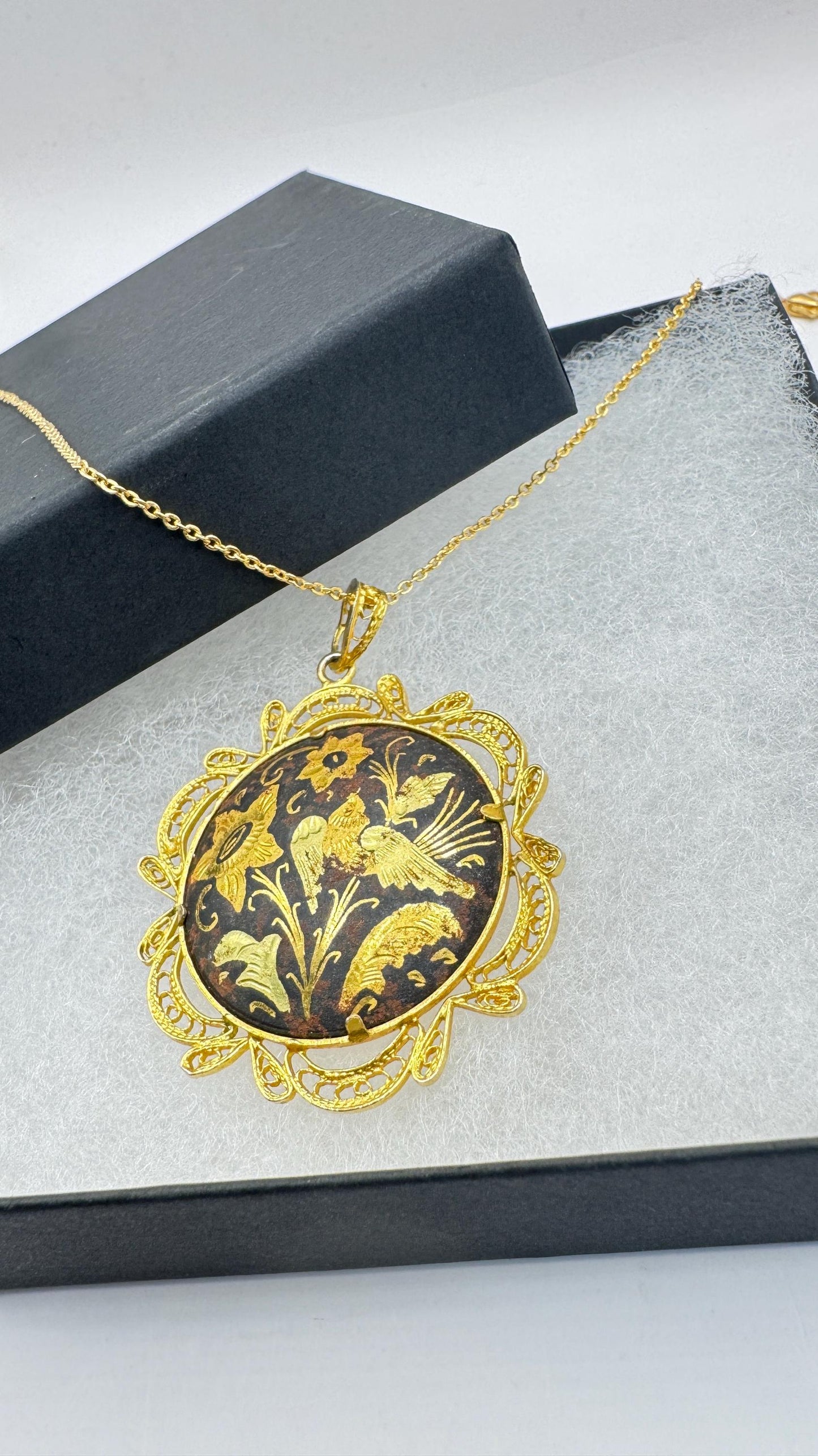 Vintage Gold Damascine Choker Gold Filled Necklace