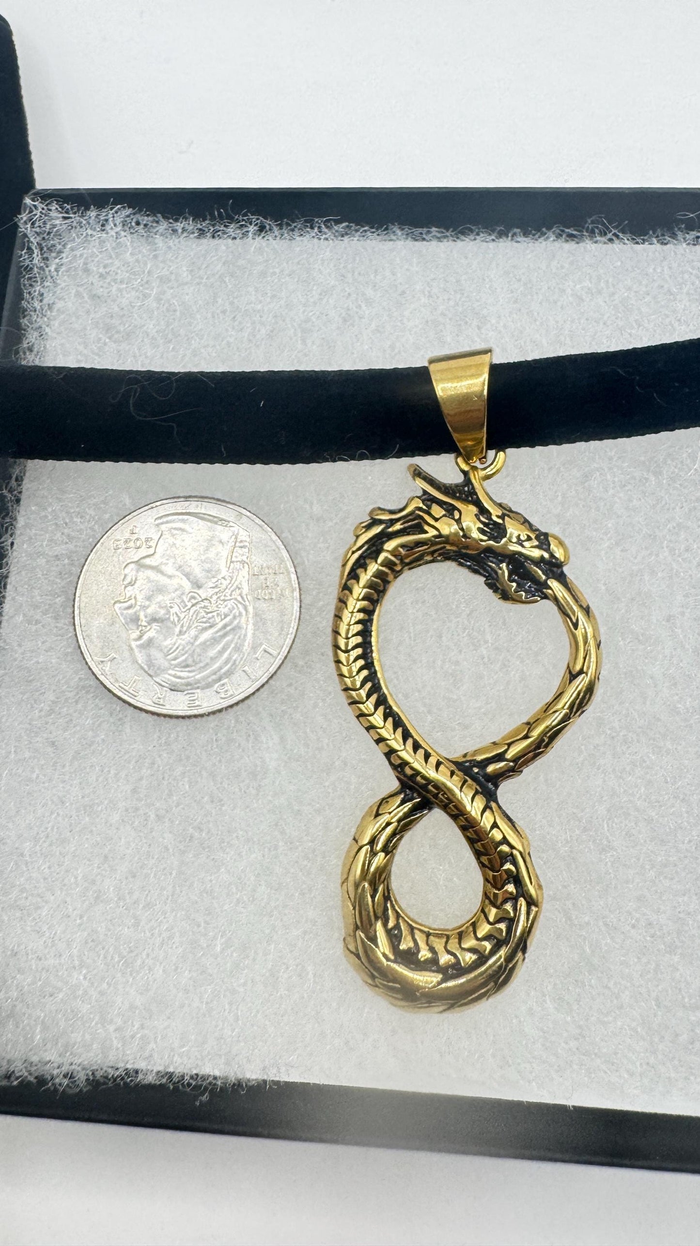 Vintage Dragon Infinity Choker Golden Stainless Steel Pendant Necklace