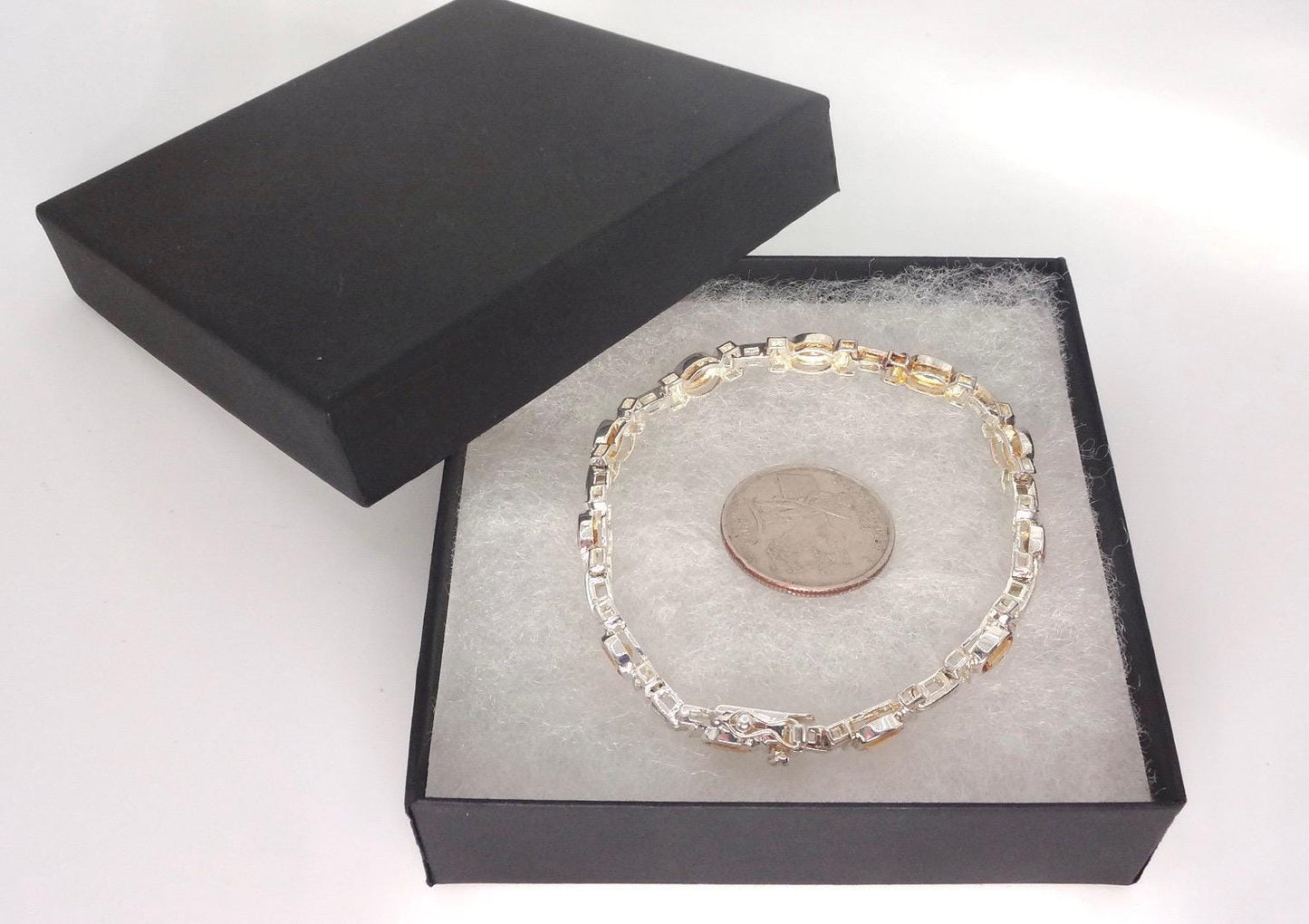 Vintage Gold Citrine Tennis Bracelet in 925 Sterling Silver