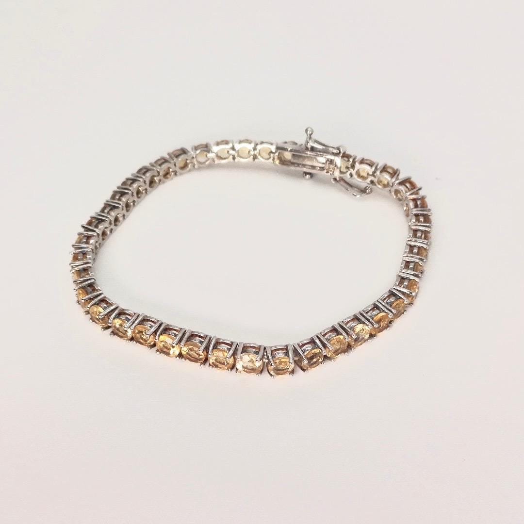 Vintage Gold Citrine Tennis Bracelet in 925 Sterling Silver