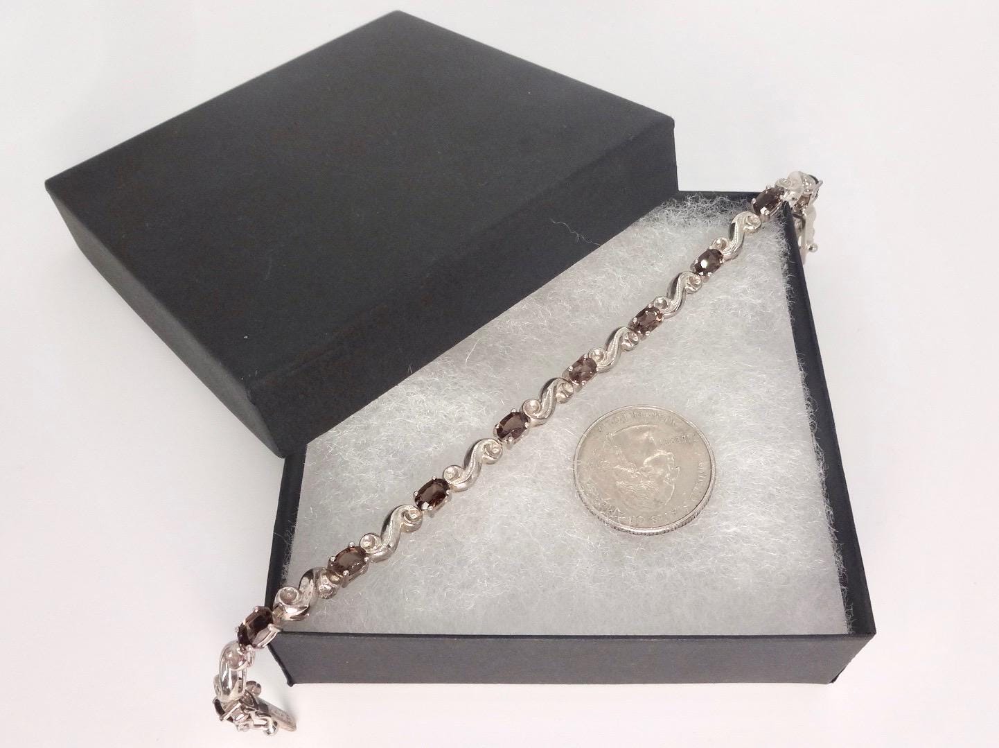 Vintage Brown Smoky Topaz 925 Sterling Silver Bracelet