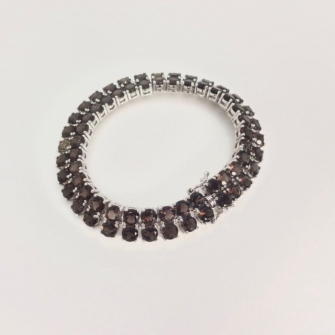 Vintage Smoky Topaz Bracelet in 925 Sterling Silver