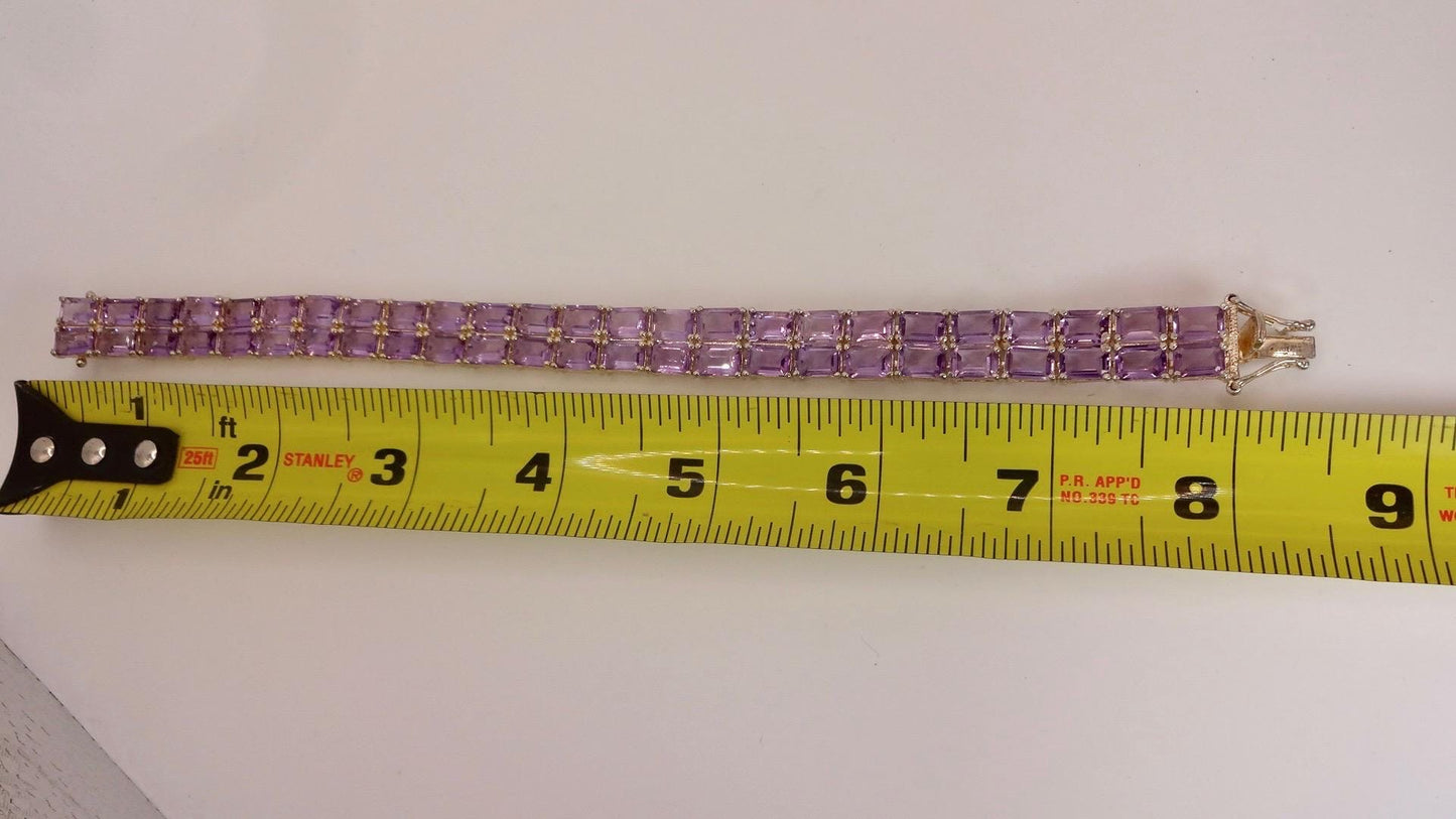 Vintage Purple Amethyst Bracelet in 925 Sterling Silver