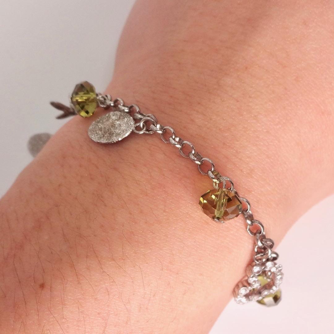 Vintage 925 Sterling Silver Chain Link Charm Bracelet