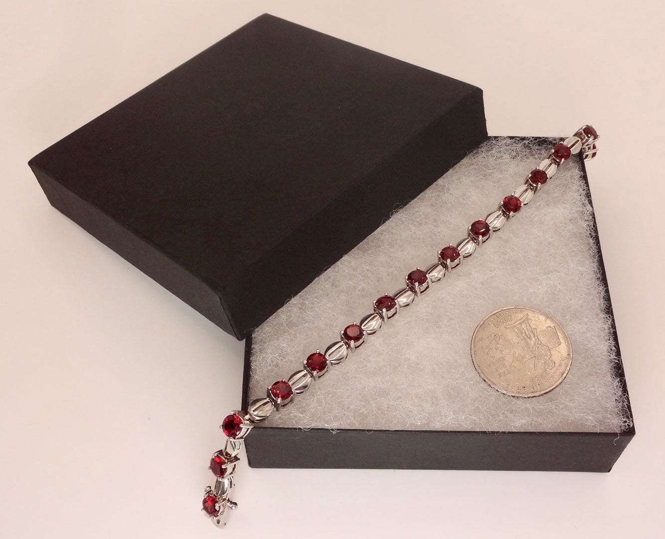 Vintage Red Garnet Bracelet Sterling Silver Deco Tennis