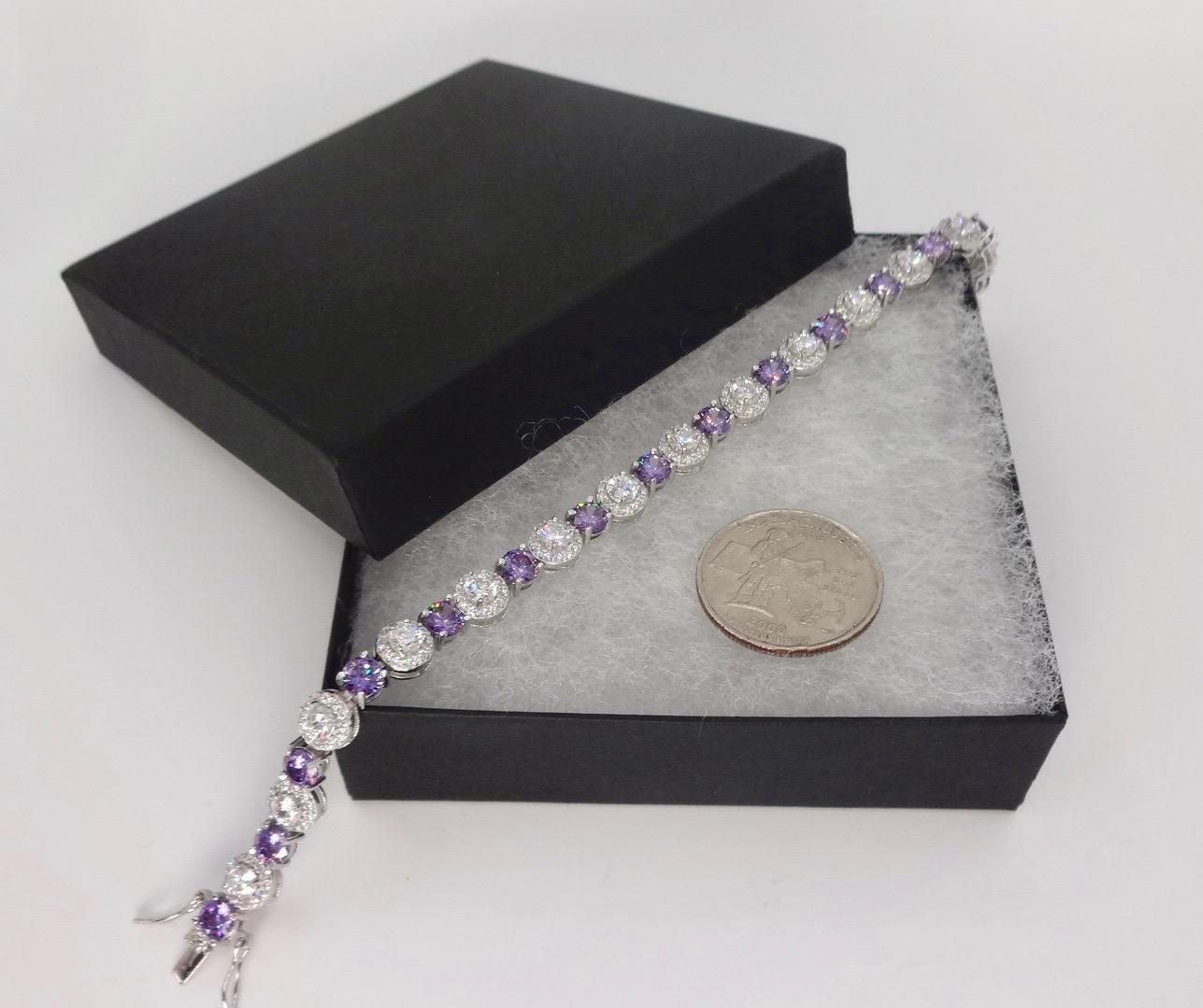 Vintage Purple Amethyst Tennis Bracelet 925 Sterling Silver