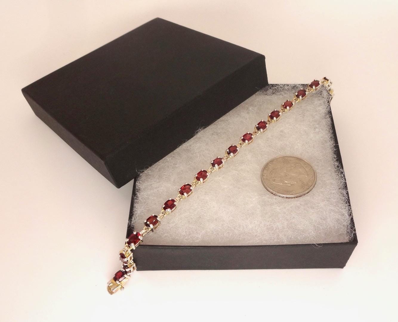Vintage Bohemian Red Garnet Bracelet 925 Sterling Silver