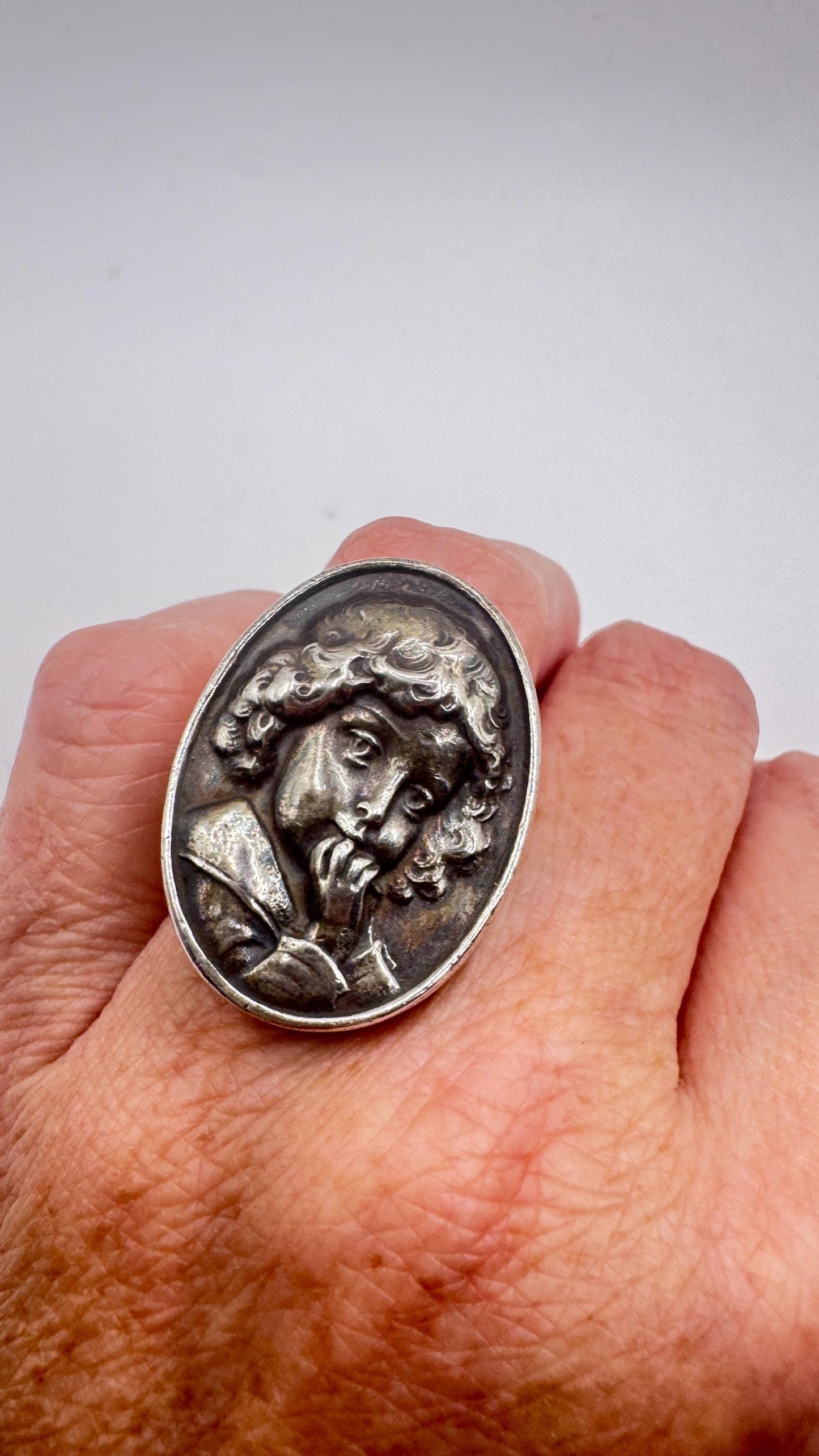 Vintage Child Cameo Ring in 925 Sterling Silver