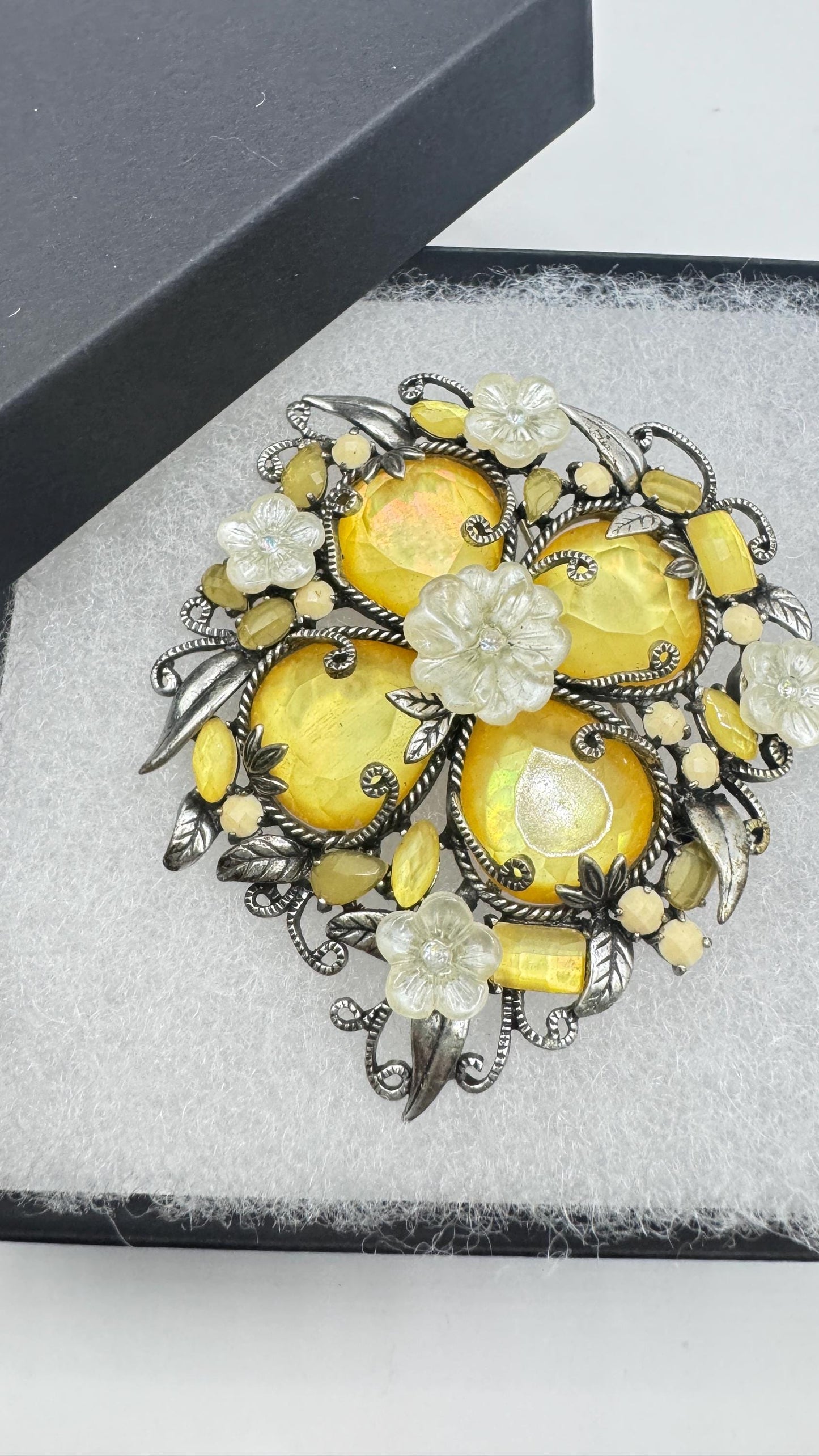 Vintage Rhinestone Black Crystal Brooch Pin